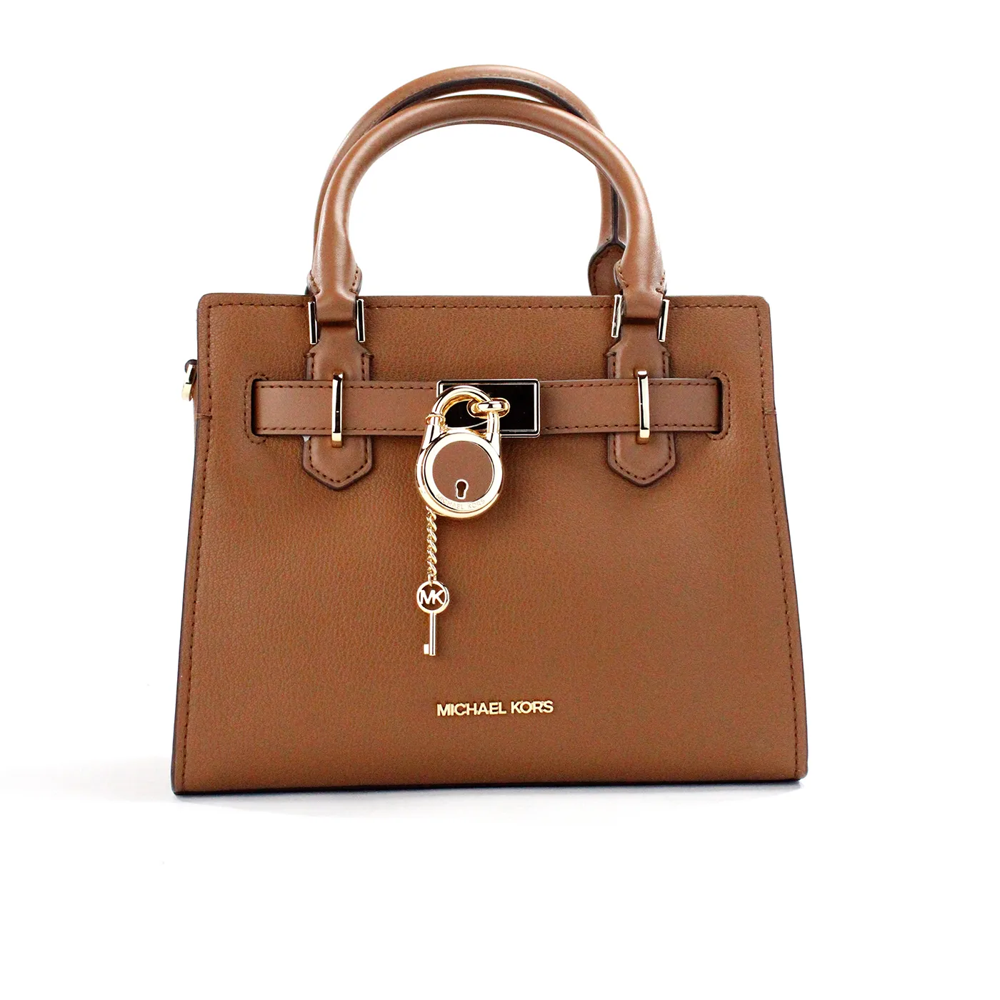 Michael Kors Women's Hamilton Small Luggage Grained Leather Satchel Crossbody Bag
