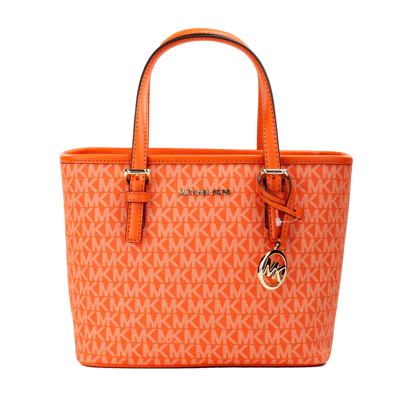 Michael Kors Women's Jet Set Poppy Signature XS Carryall Top Zip Tote Bag Purse