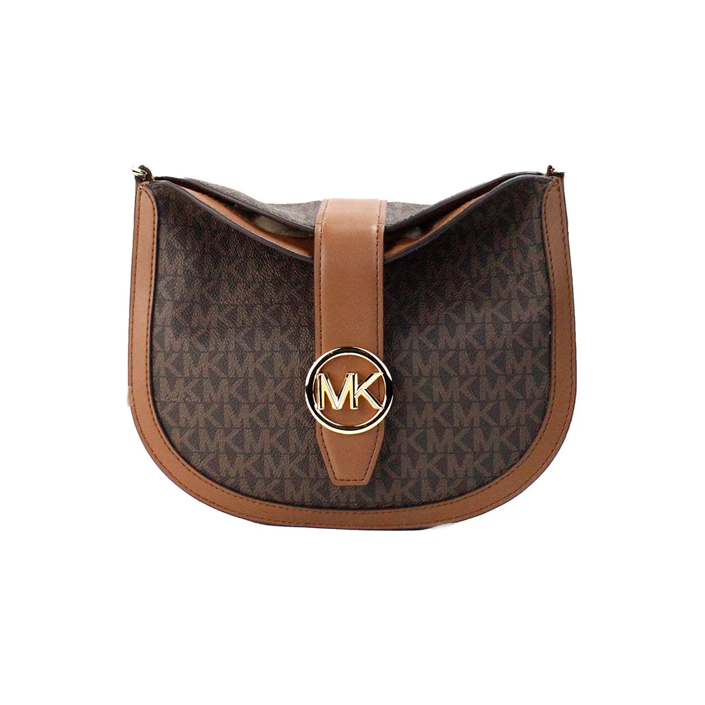 Michael Kors Women's Gabby Small Brown Signature PVC Foldover Hobo Crossbody Bag