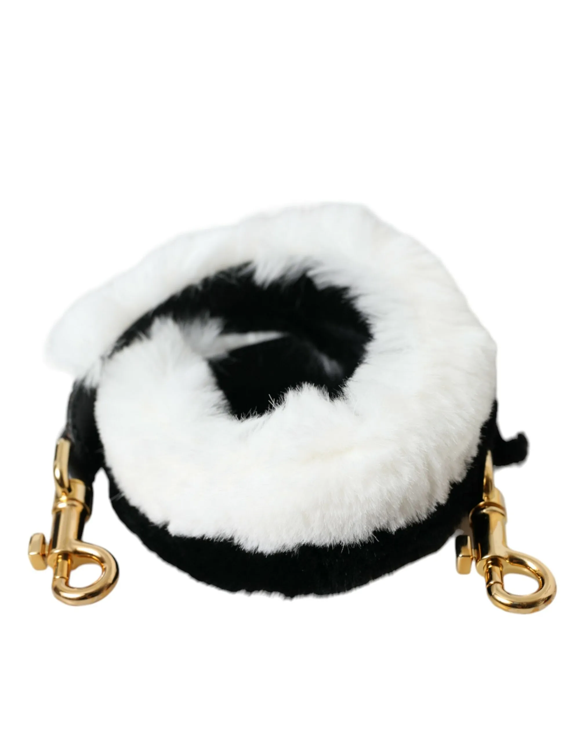 Dolce & Gabbana Women's Black White Lapin Fur Accessory Shoulder Strap