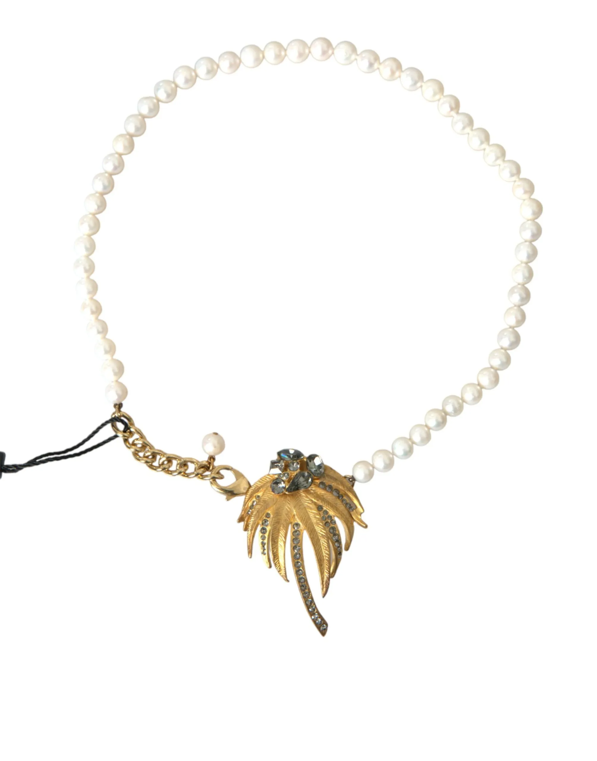 Dolce & Gabbana Women's Gold Brass Crystal Pearl Tree Pendant Charm Necklace