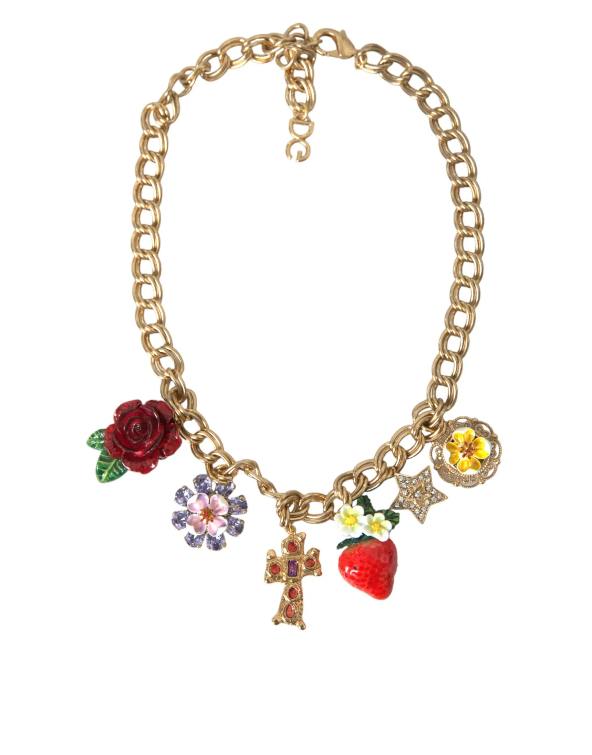 Dolce & Gabbana Women's Gold Chain Rose Cross Strawberry Star Pendant Necklace