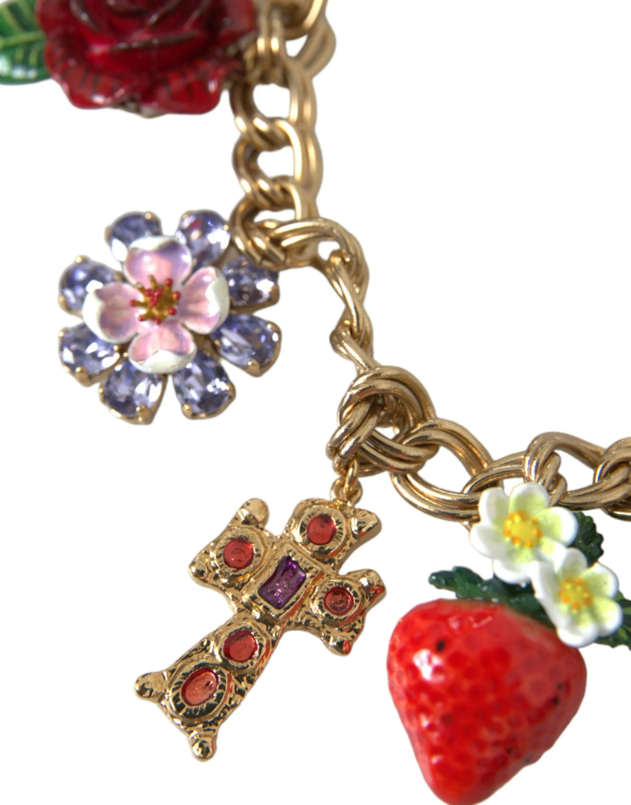 Dolce & Gabbana Women's Gold Chain Rose Cross Strawberry Star Pendant Necklace