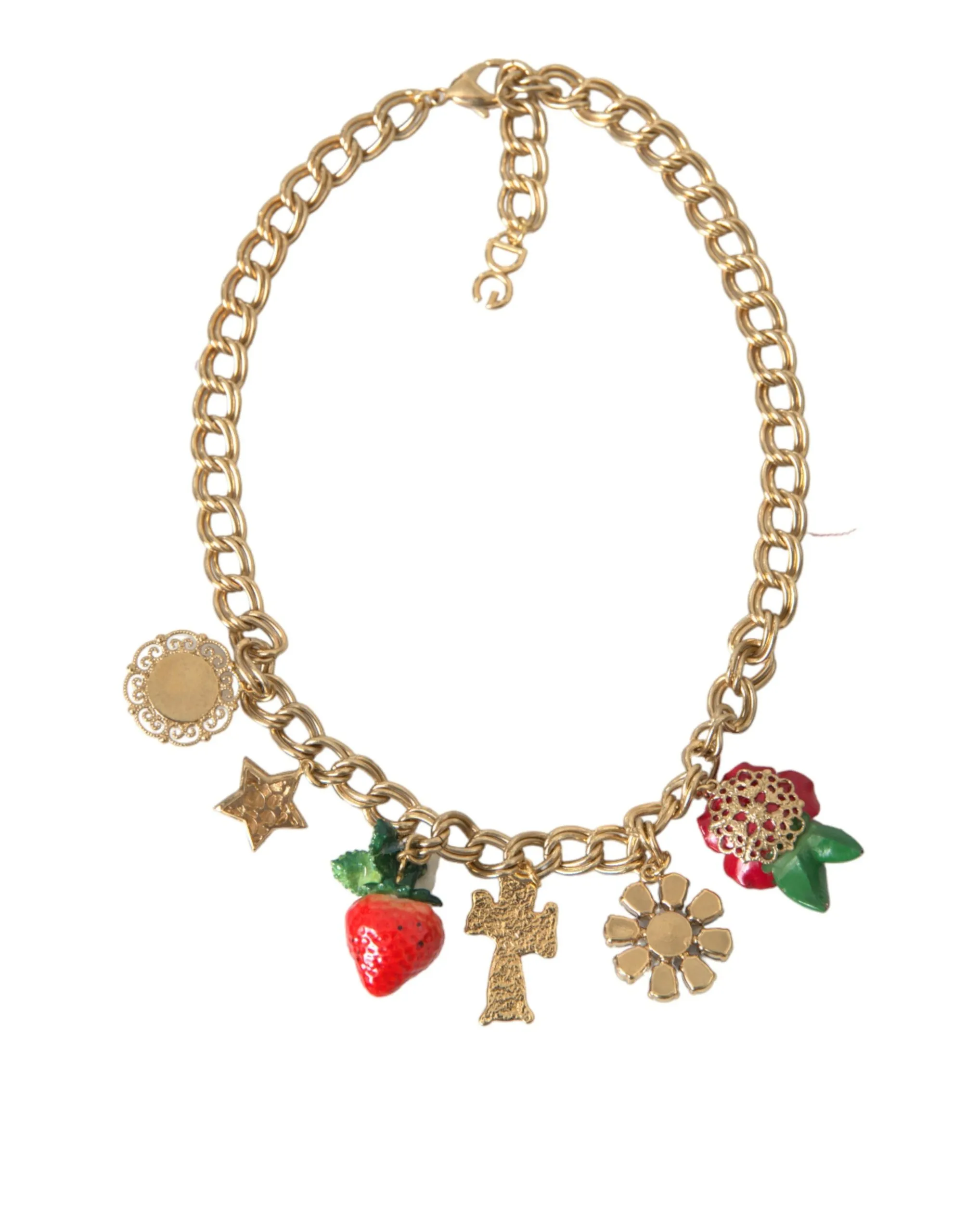 Dolce & Gabbana Women's Gold Chain Rose Cross Strawberry Star Pendant Necklace