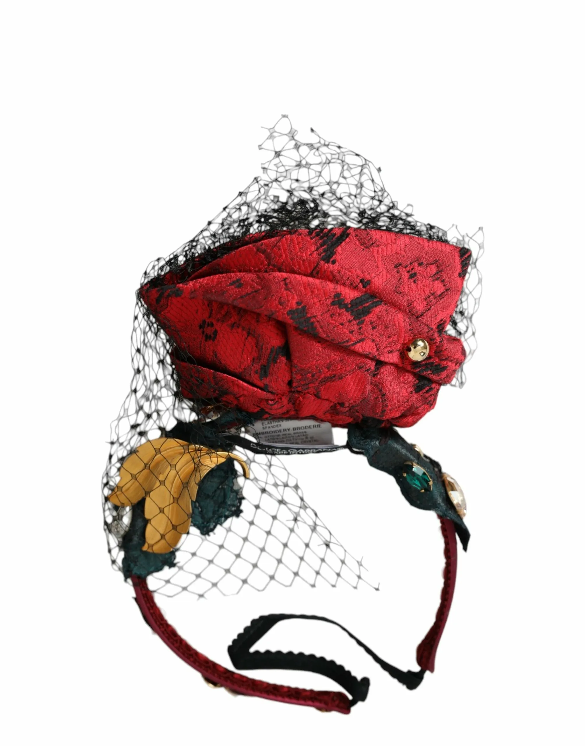 Dolce & Gabbana Women's Multicolor Rose Silk Crystal Netted Logo Headband Diadem