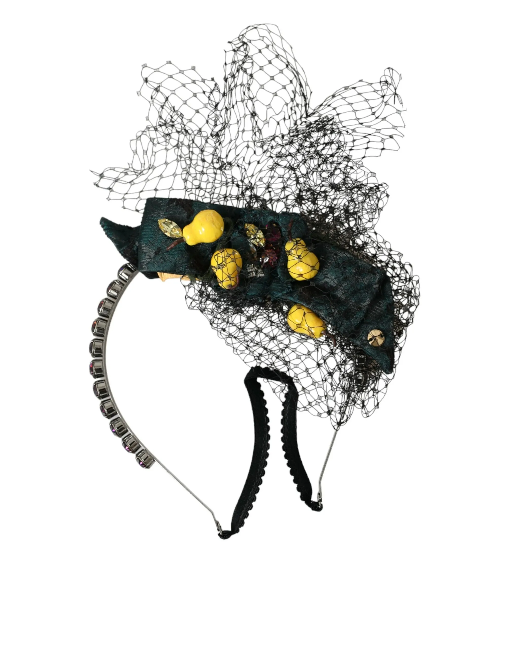 Dolce & Gabbana Women's Black Lemons Sicily Purple Crystal Net Headband Diadem