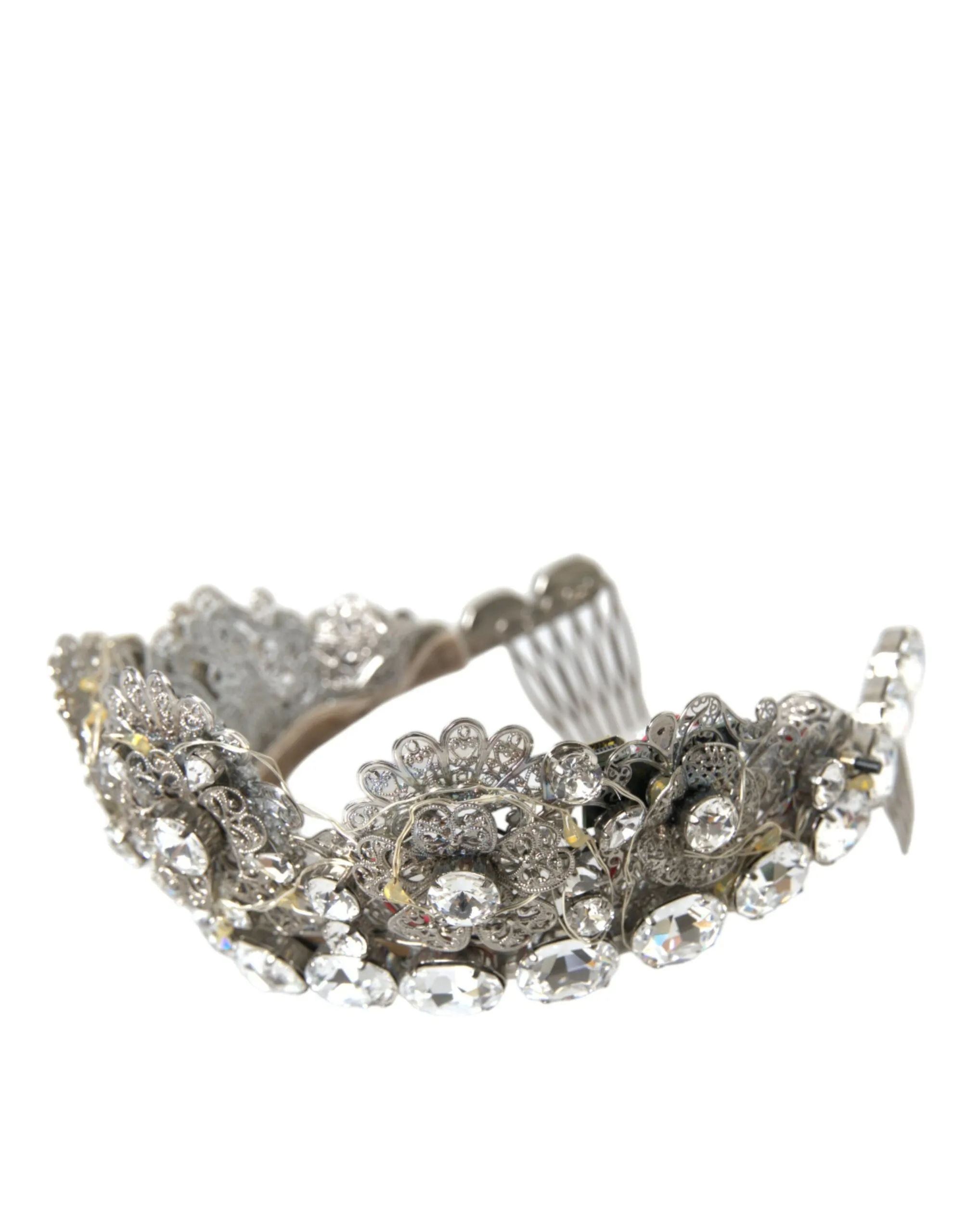 Dolce & Gabbana Women's Silver Brass STRASS Crystal Crown Tiara LED Diadem