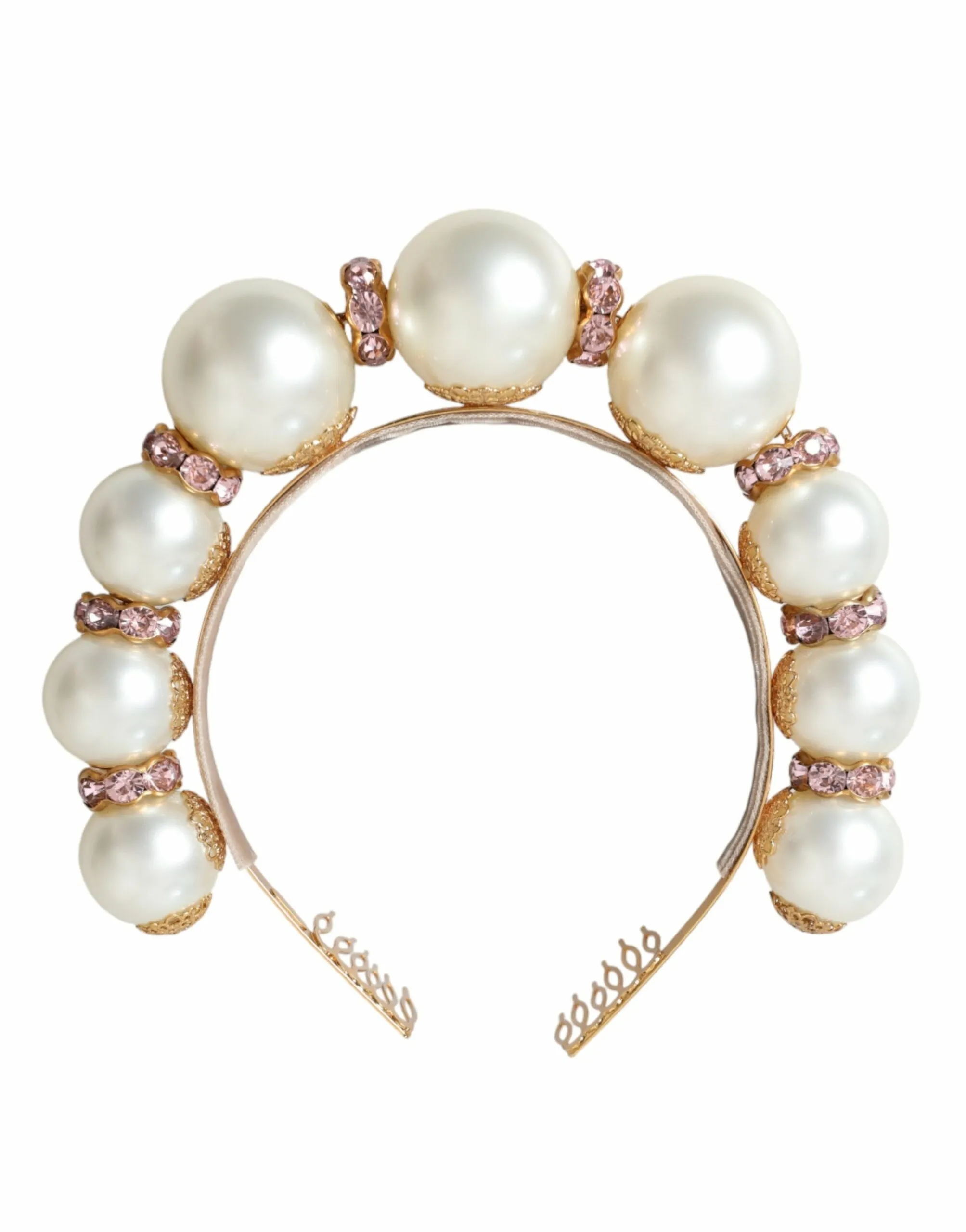 Dolce & Gabbana Women's White Faux Pearl Crystal Embellished Headband Diadem