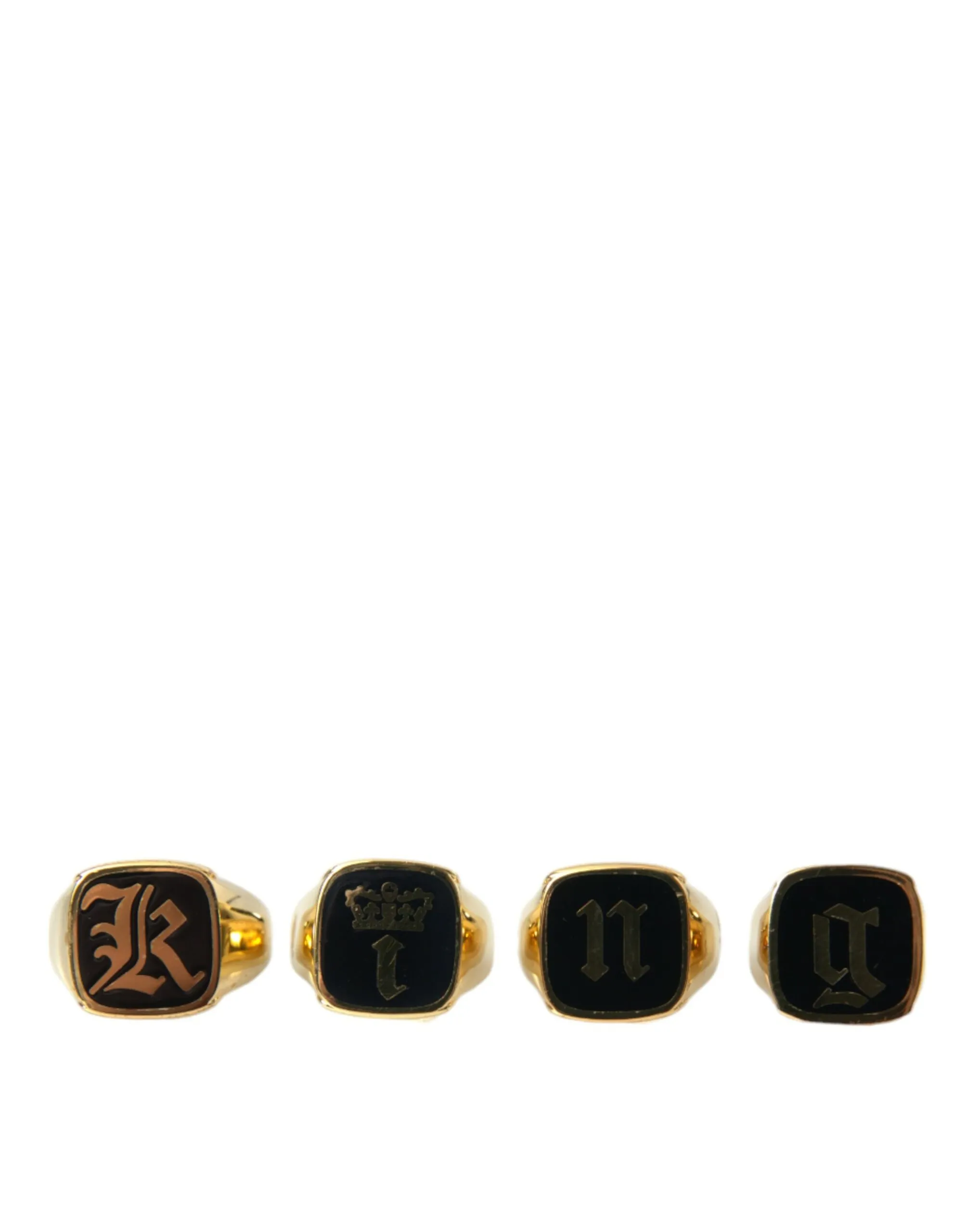 Dolce & Gabbana Men's Gold Brass KING Enamel Set of 4 Ring