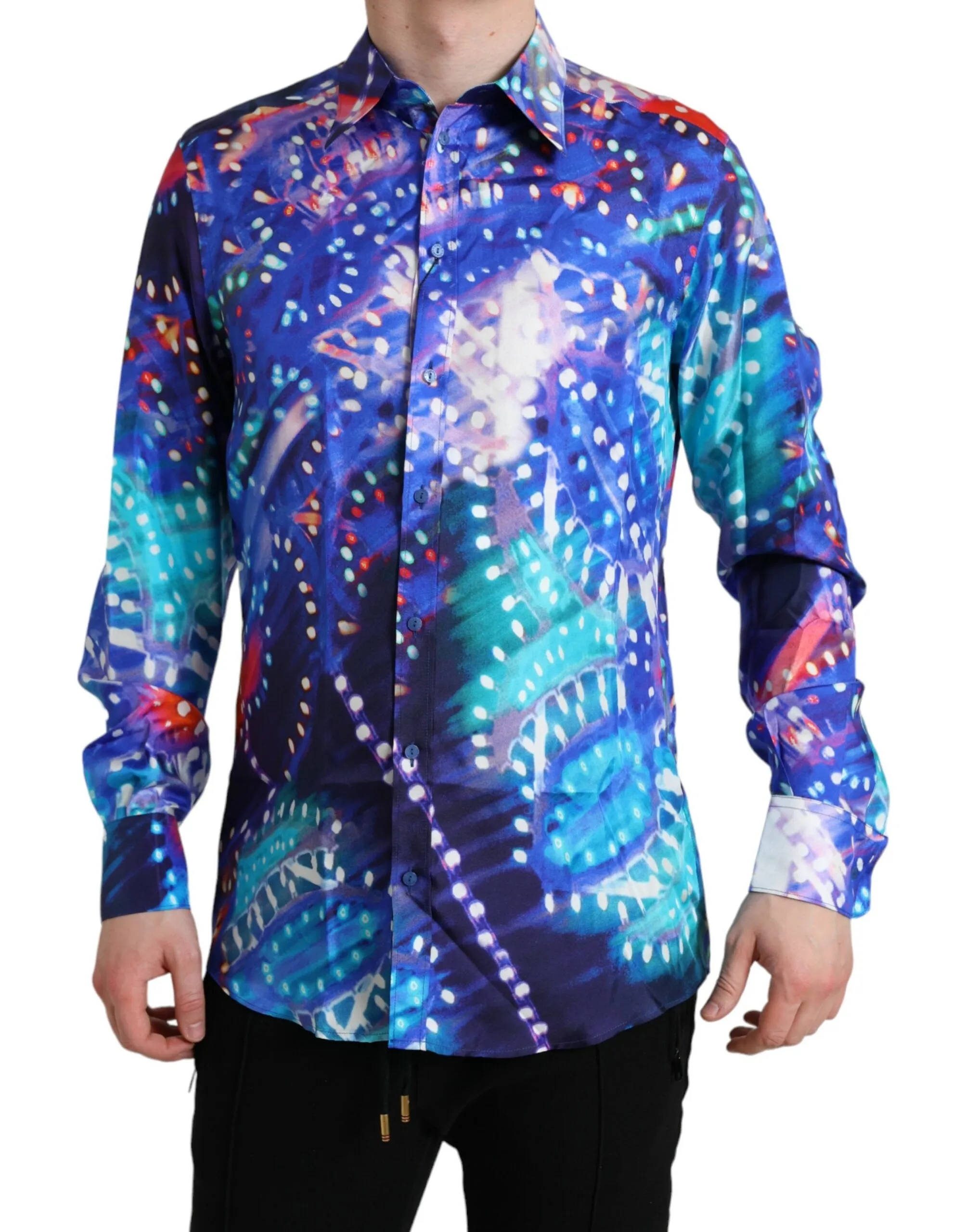 Dolce & Gabbana Men's Purple Luminarie Silk Slim MARTINI Shirt