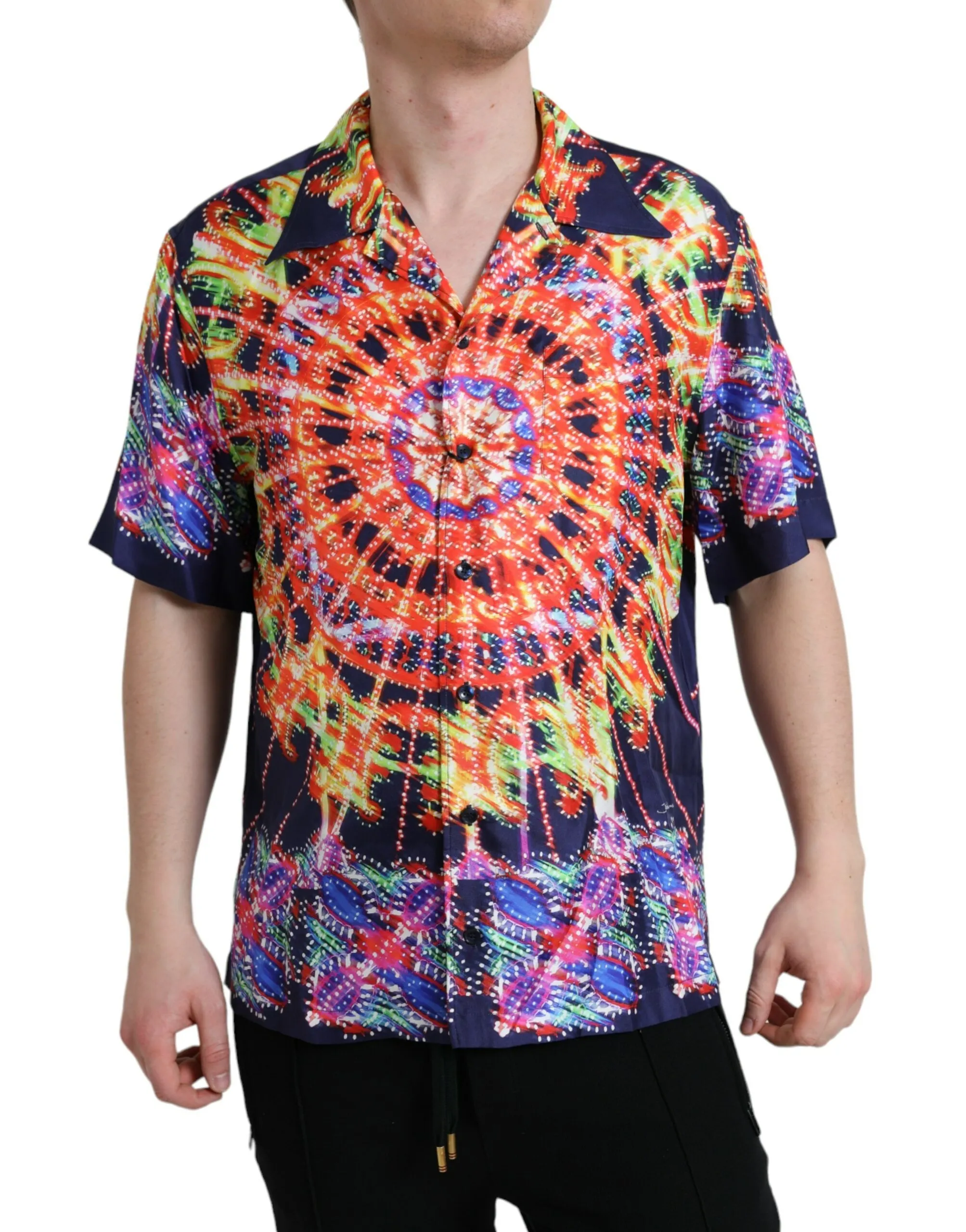 Dolce & Gabbana Men's Multicolor Luminarie Silk Casual Shirt
