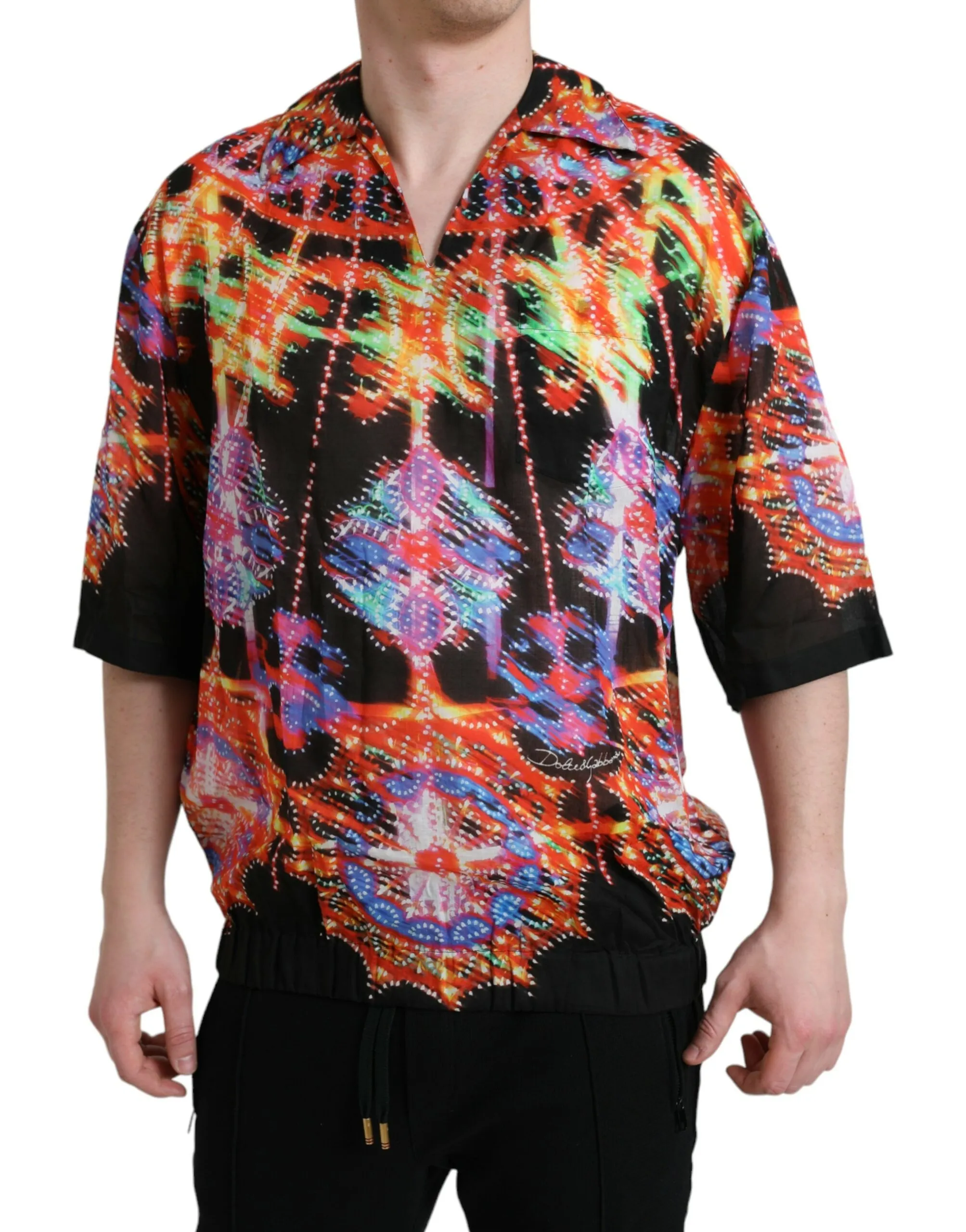 Dolce & Gabbana Men's Multicolor Luminarie Print Cotton T-shirt