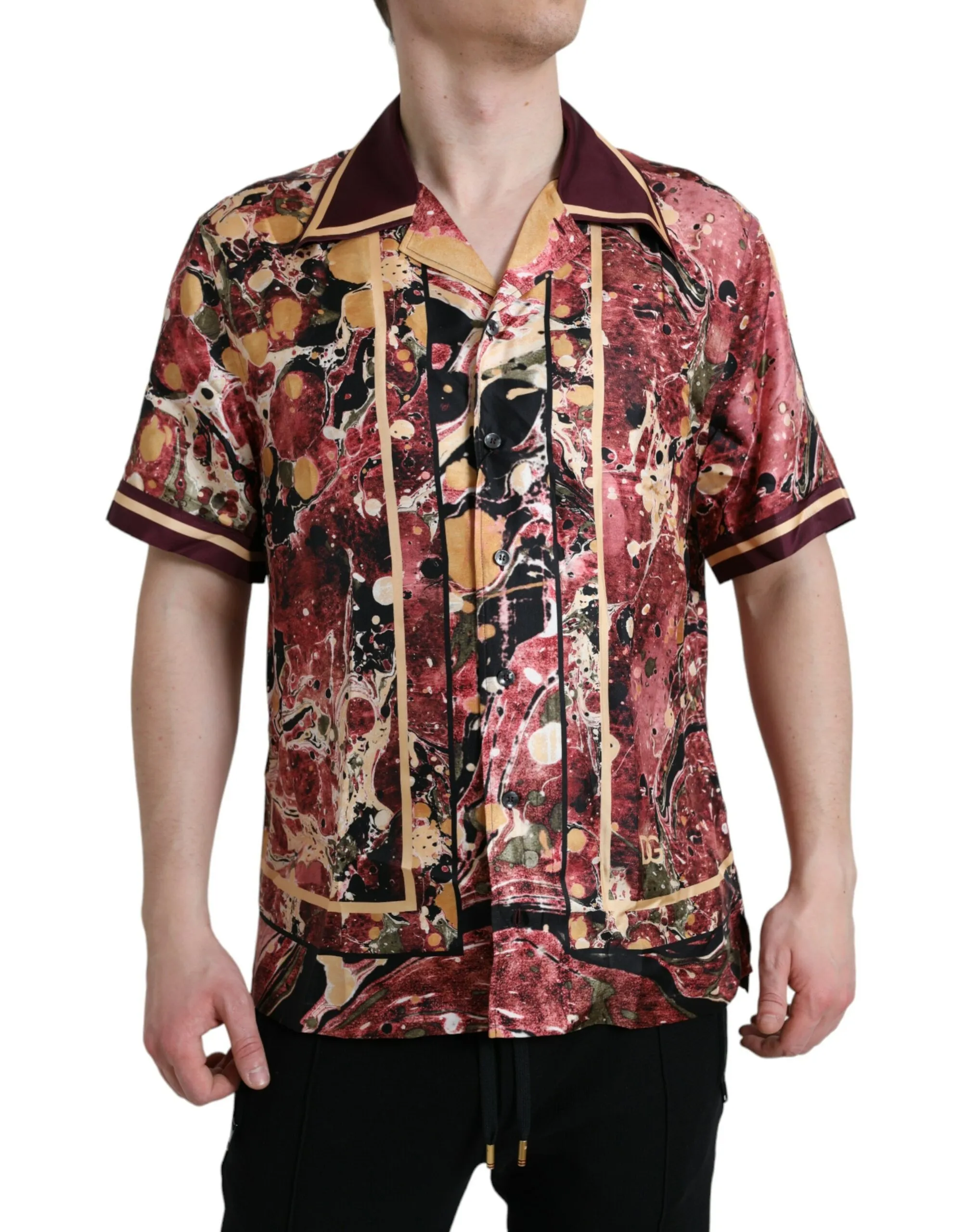 Dolce & Gabbana Men's Multicolor Button Down Silk Shirt