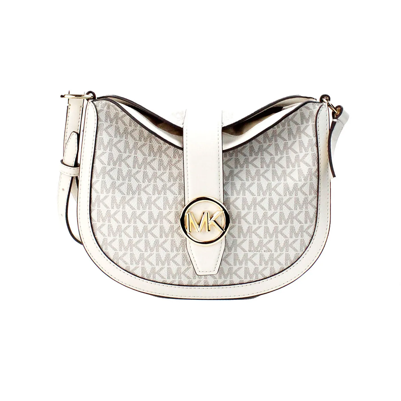 Michael Kors Women's Gabby Small Cream Signature PVC Foldover Hobo Crossbody Bag