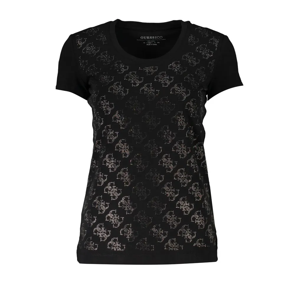 Guess Jeans Women's Black Cotton Tops & T-Shirt