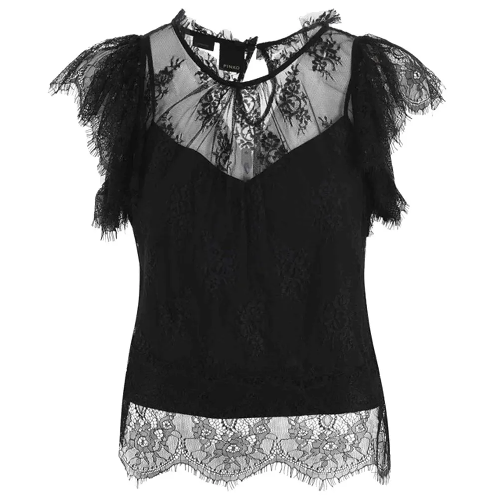 PINKO Women's Black Polyester Tops & T-Shirt