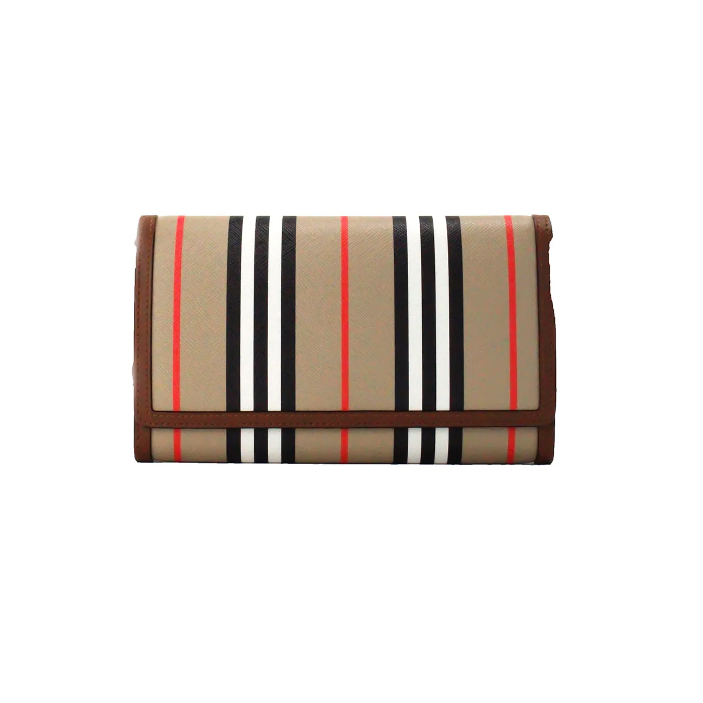 Burberry Women's Hannah Icon Stripe Archive Tan E-Canvas Leather Wallet Crossbody Bag