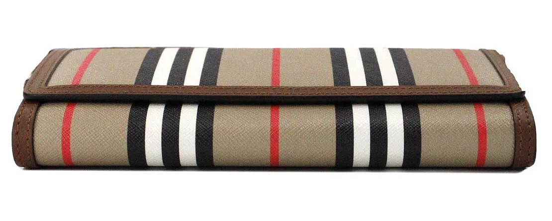 Burberry Women's Hannah Icon Stripe Archive Tan E-Canvas Leather Wallet Crossbody Bag