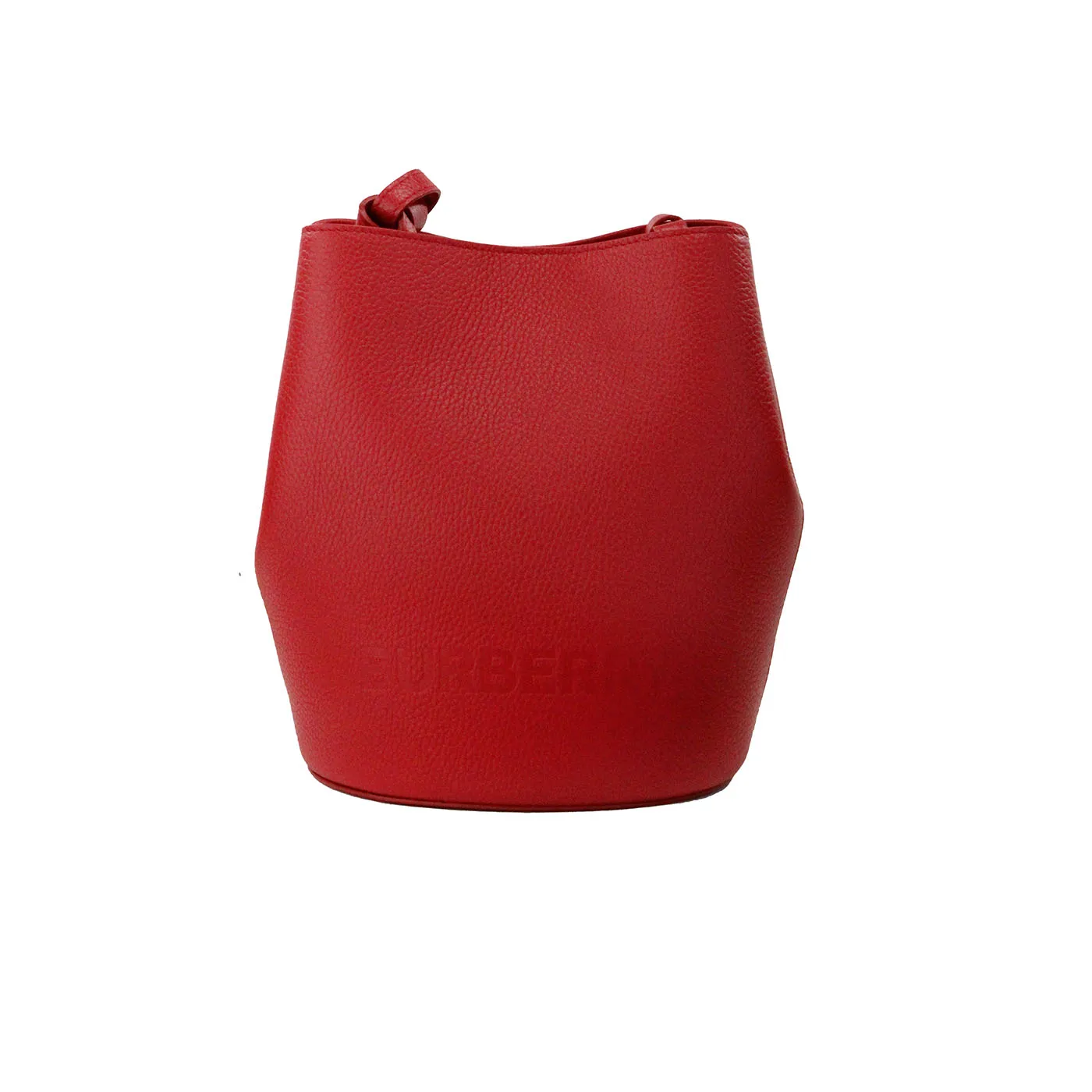 Burberry Women's Lorne Small Red Pebbled Leather Bucket Crossbody Purse Bag