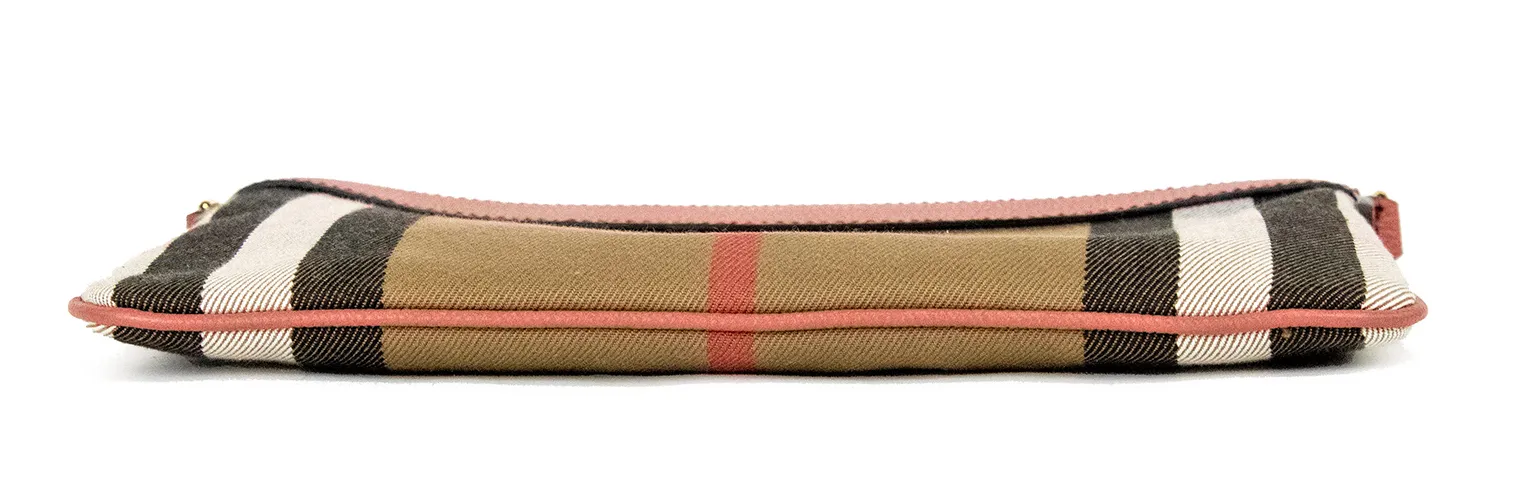 Burberry Women's Peyton House Check Derby Cinnamon Red Grain Leather Pouch Crossbody Bag