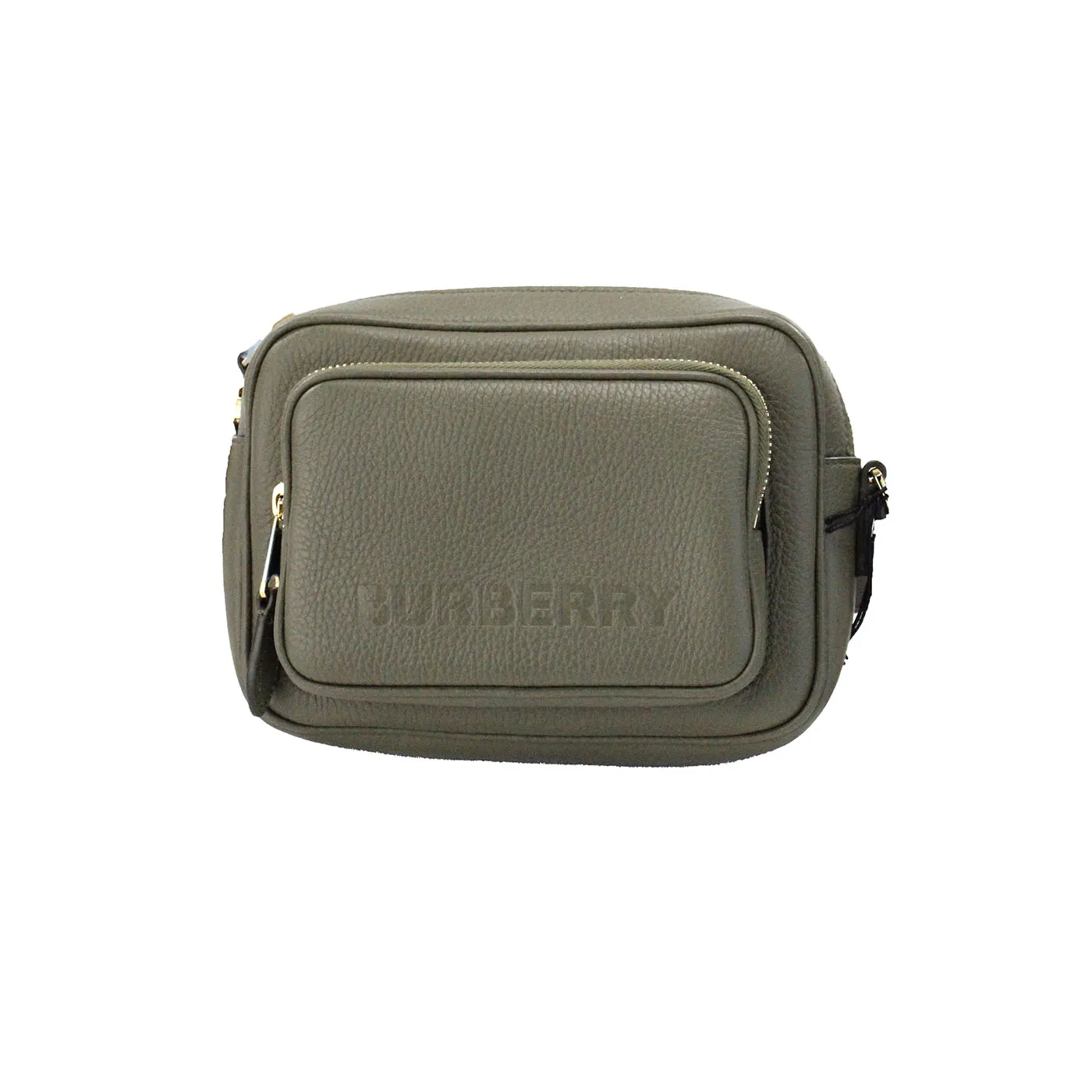 Burberry Women's Small Branded Dark Fern Green Grainy Leather Camera Crossbody Bag