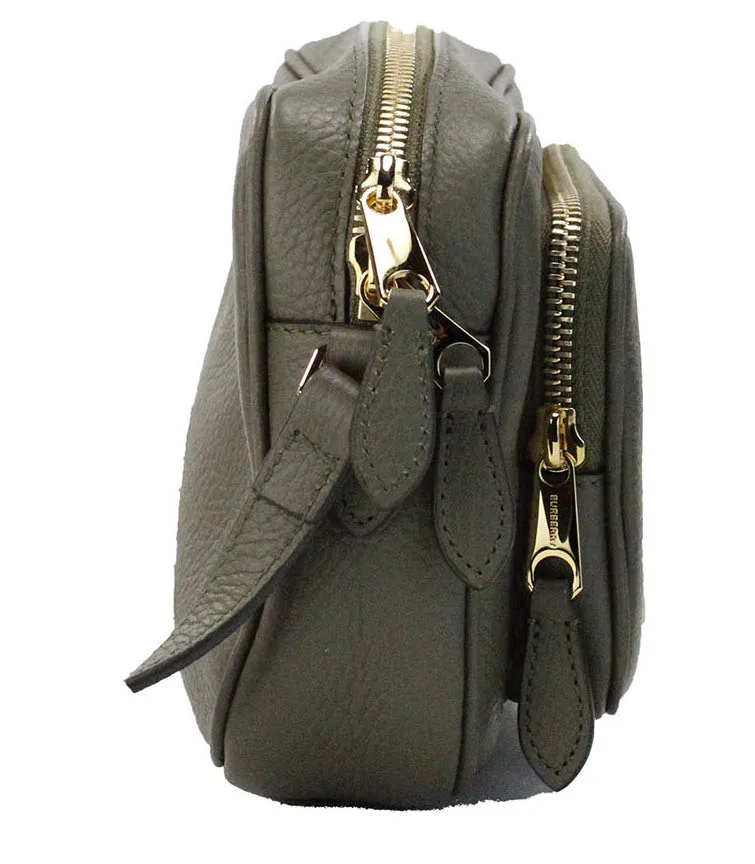 Burberry Women's Small Branded Dark Fern Green Grainy Leather Camera Crossbody Bag