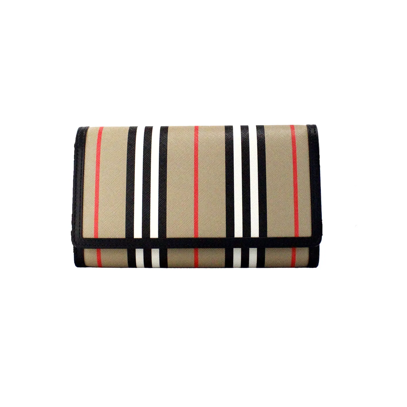 Burberry Women's Hannah Icon Stripe Archive Black E-Canvas Leather Wallet Crossbody Bag