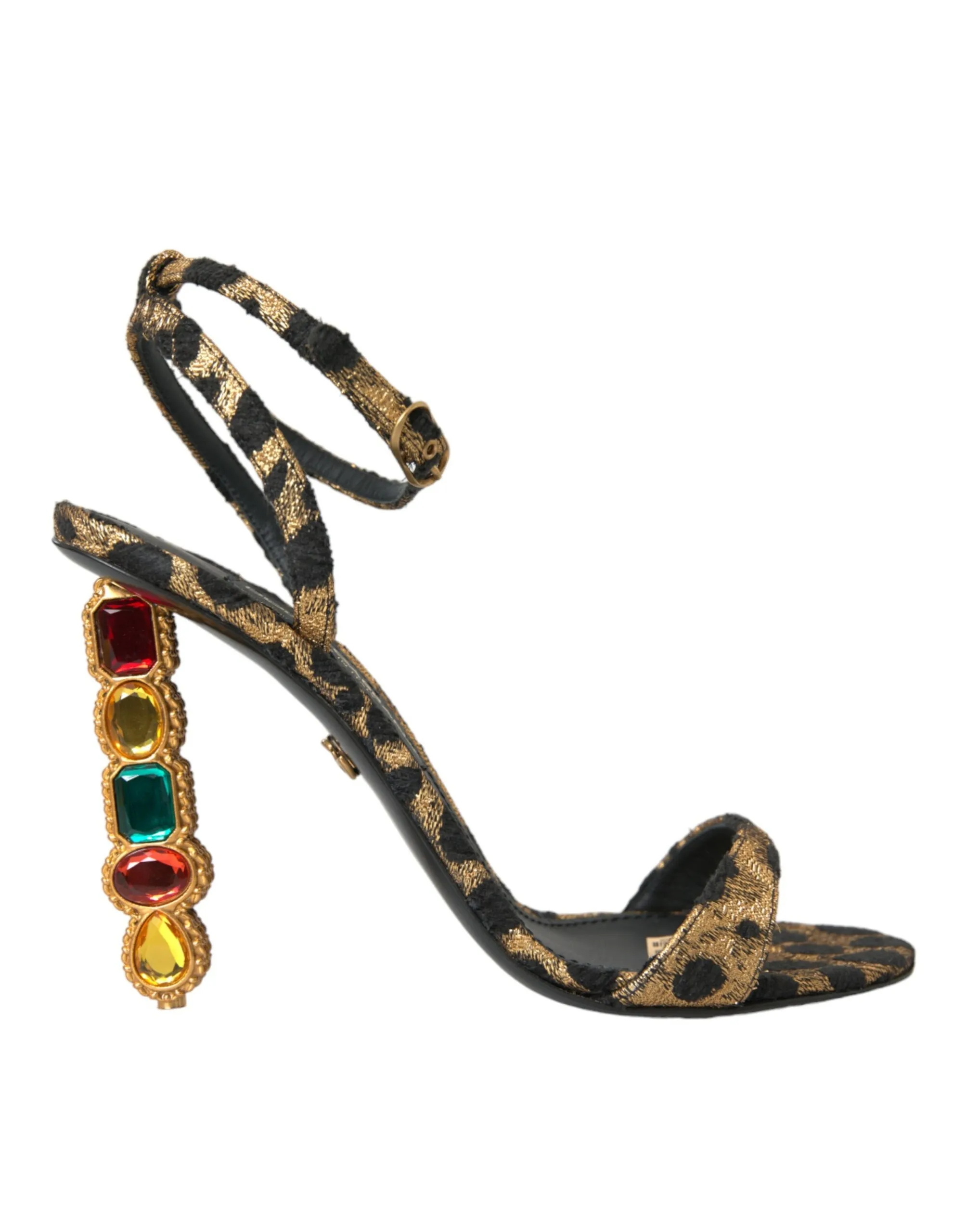 Dolce & Gabbana Women's Gold Leopard Crystals Heels Sandals Shoes