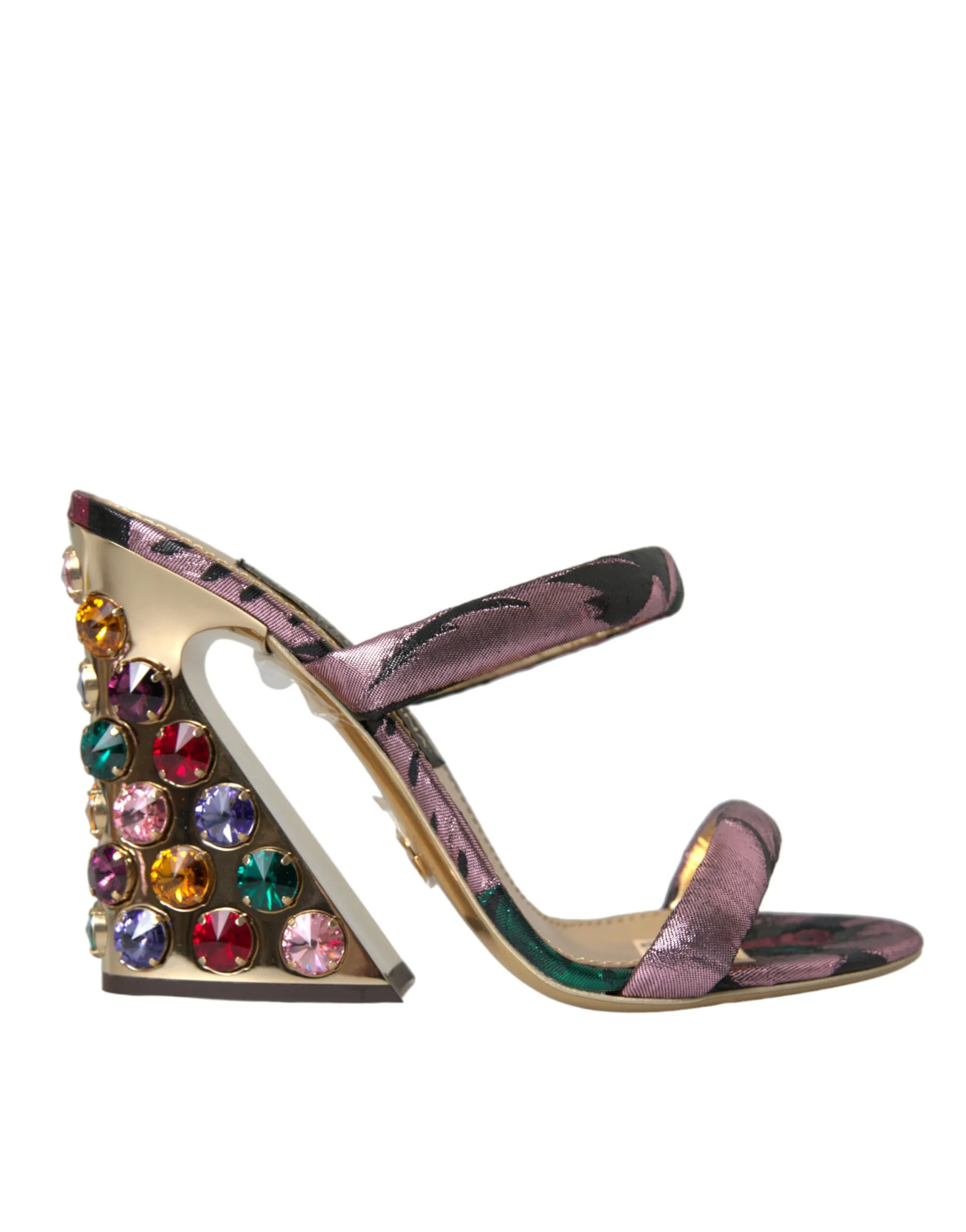 Dolce & Gabbana Women's Multicolor Jacquard Crystals Sandals Shoes