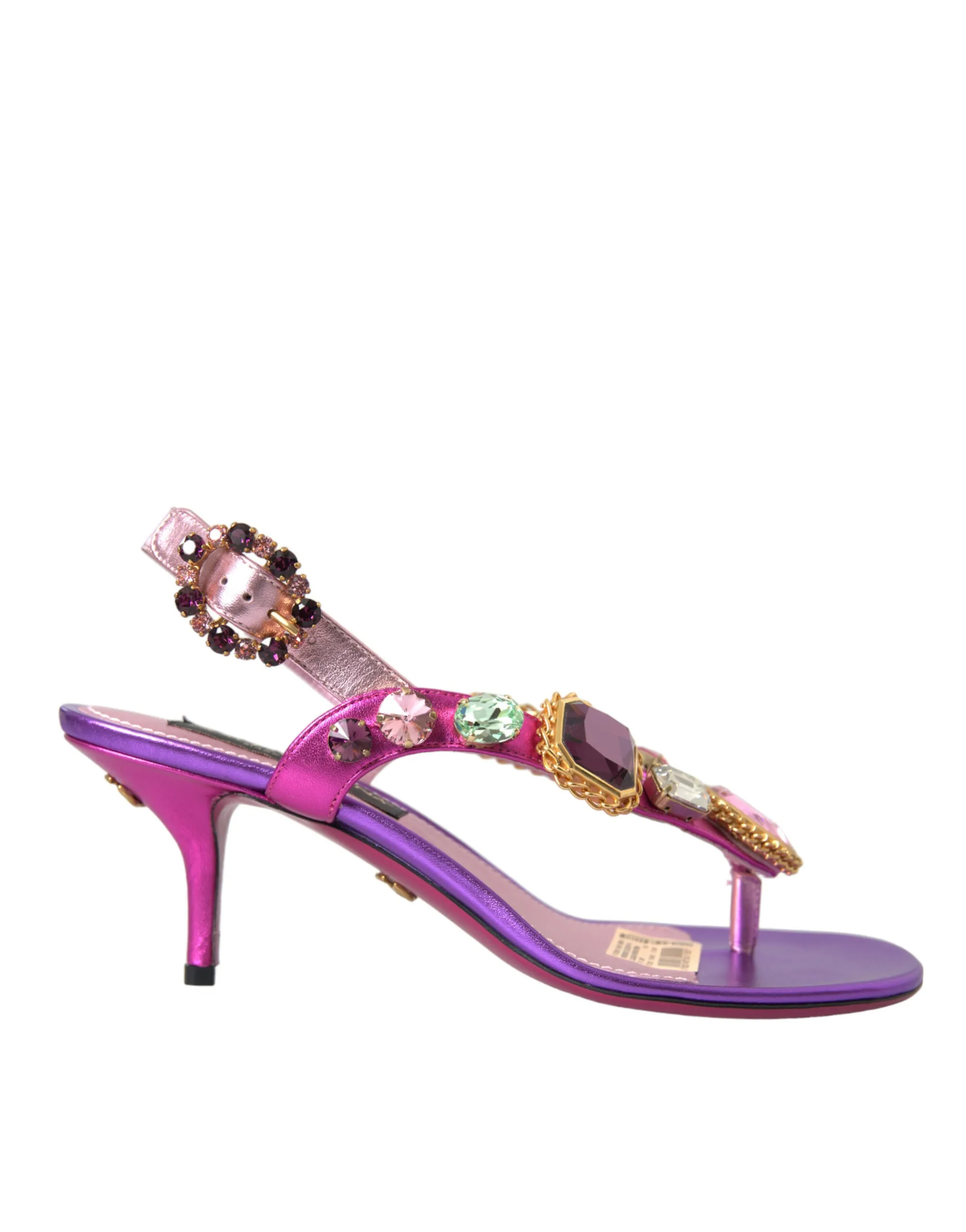 Dolce & Gabbana Women's Multicolor Crystals Slingback Sandals Shoes