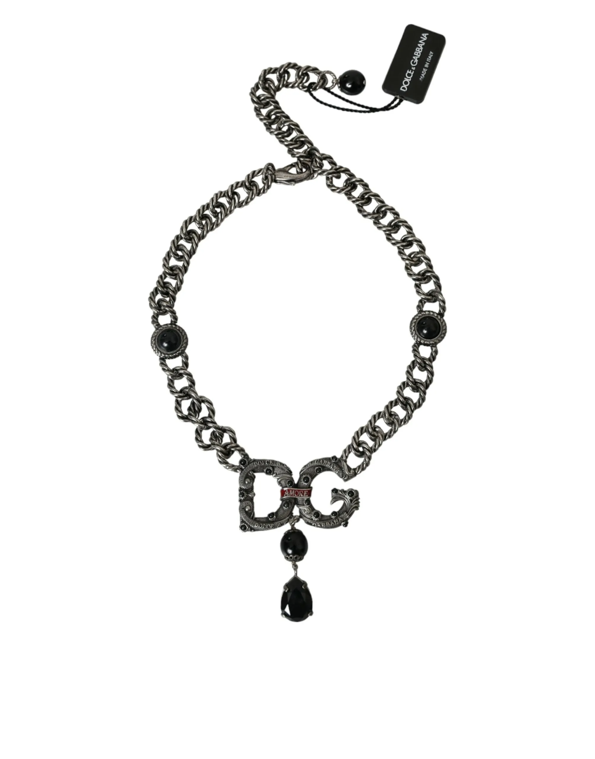 Dolce & Gabbana Women's Silver Tone Brass DG CITY Embellished Jewelry Necklace