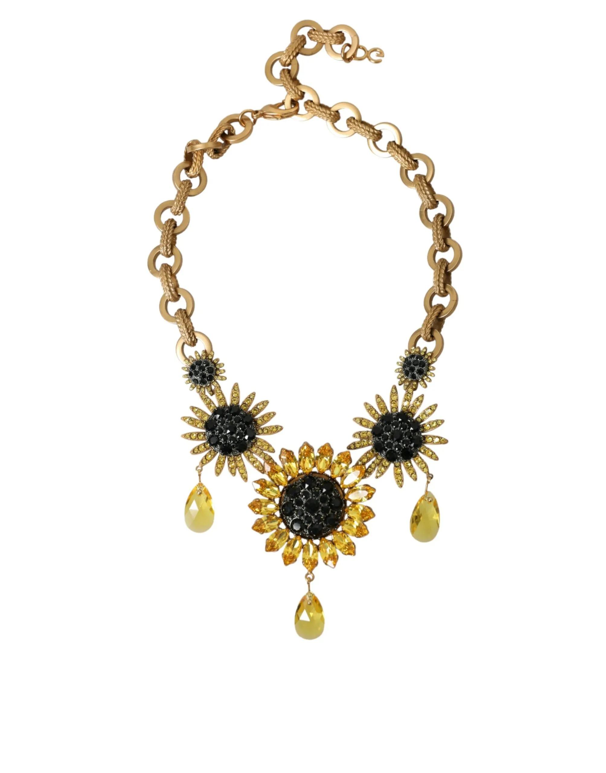 Dolce & Gabbana Women's Gold Tone Brass Sunflower Crystal Embellished Necklace