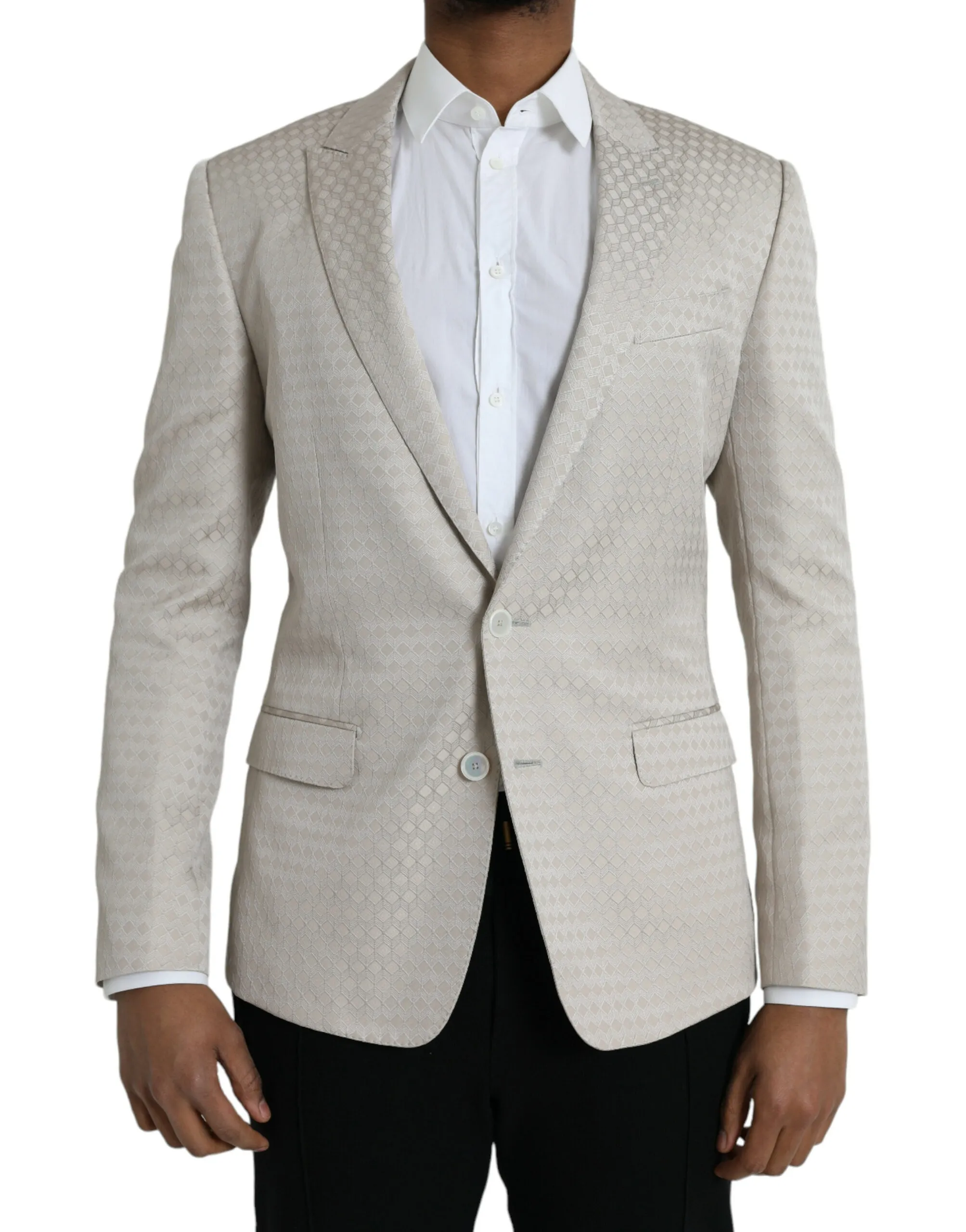 Dolce & Gabbana Men's Beige MARTINI Single Breasted Coat Blazer