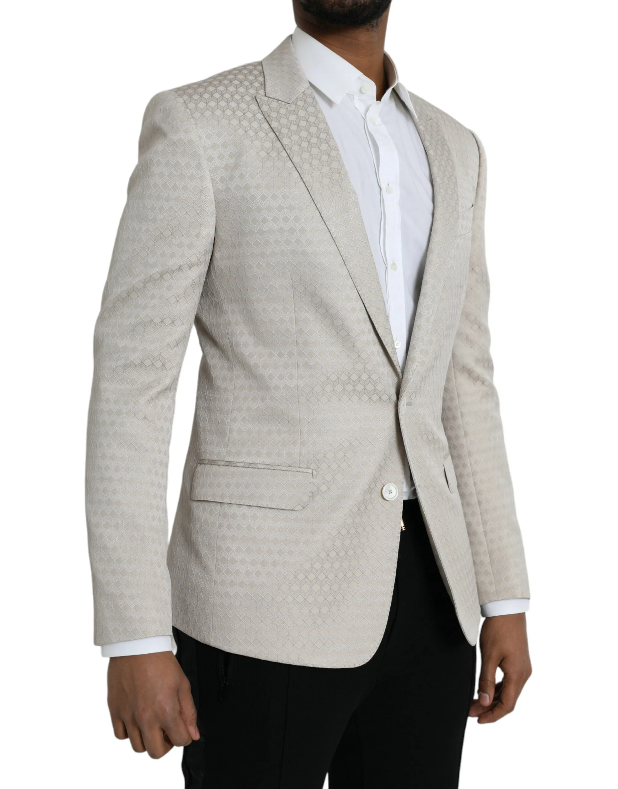 Dolce & Gabbana Men's Beige MARTINI Single Breasted Coat Blazer