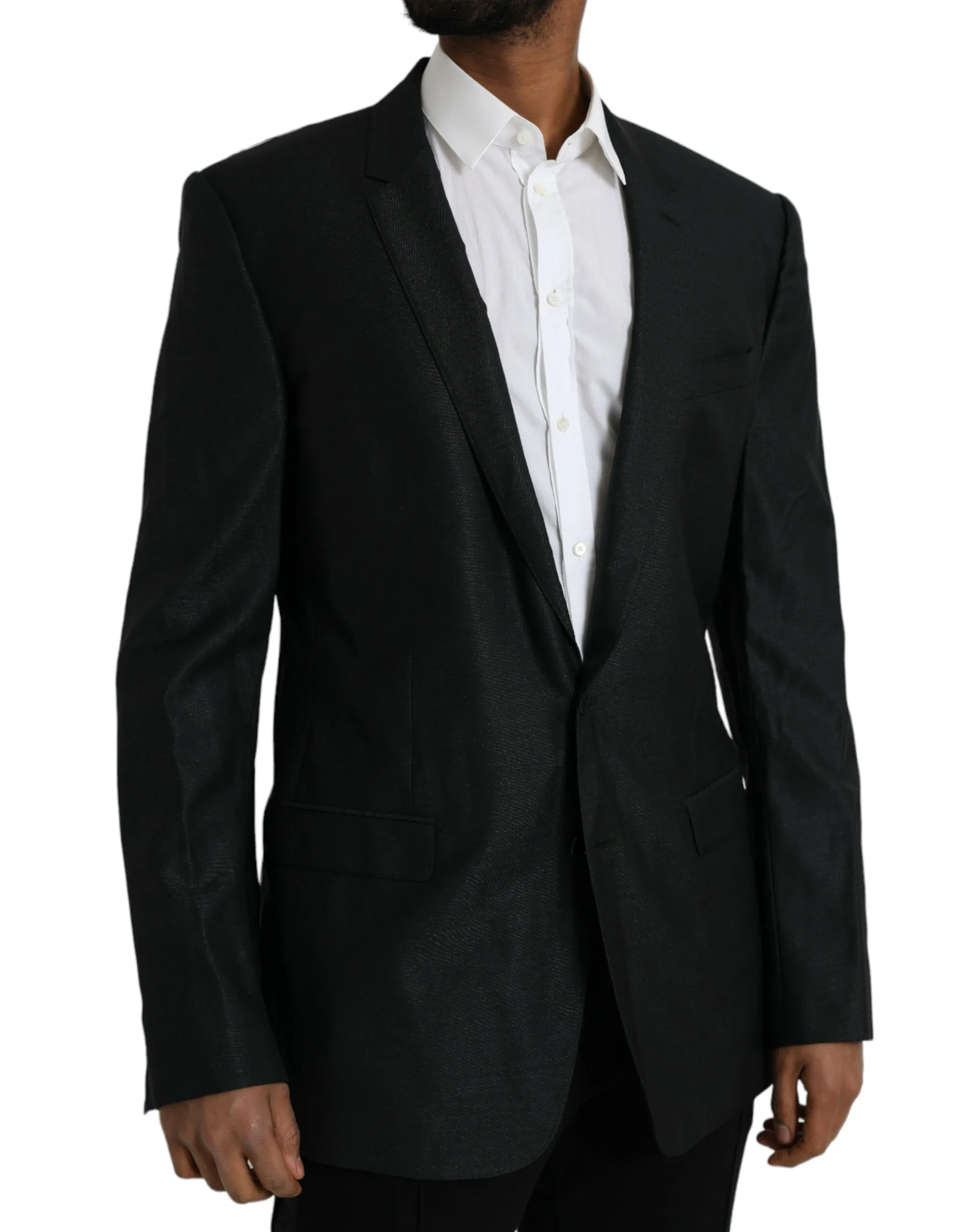 Dolce & Gabbana Men's Black Wool Notch SingleBreasted Coat Blazer