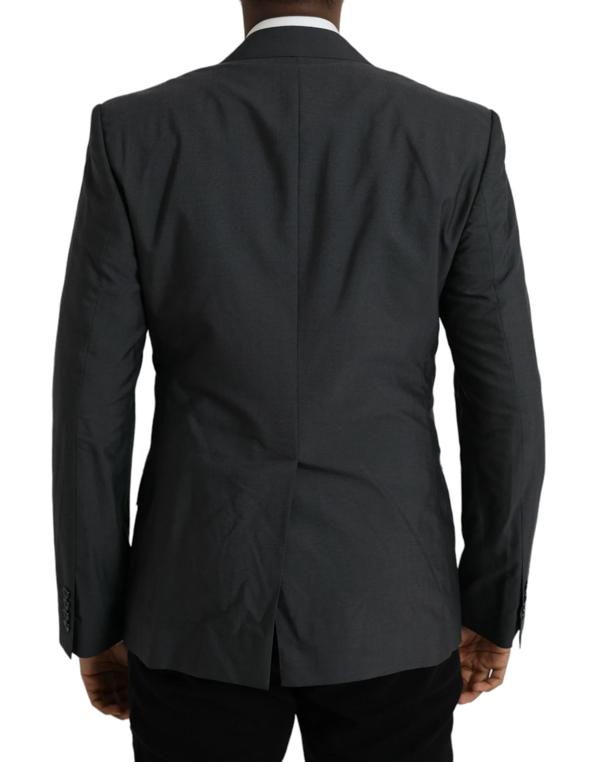 Dolce & Gabbana Men's Gray Wool Peak Single Breasted Coat Blazer