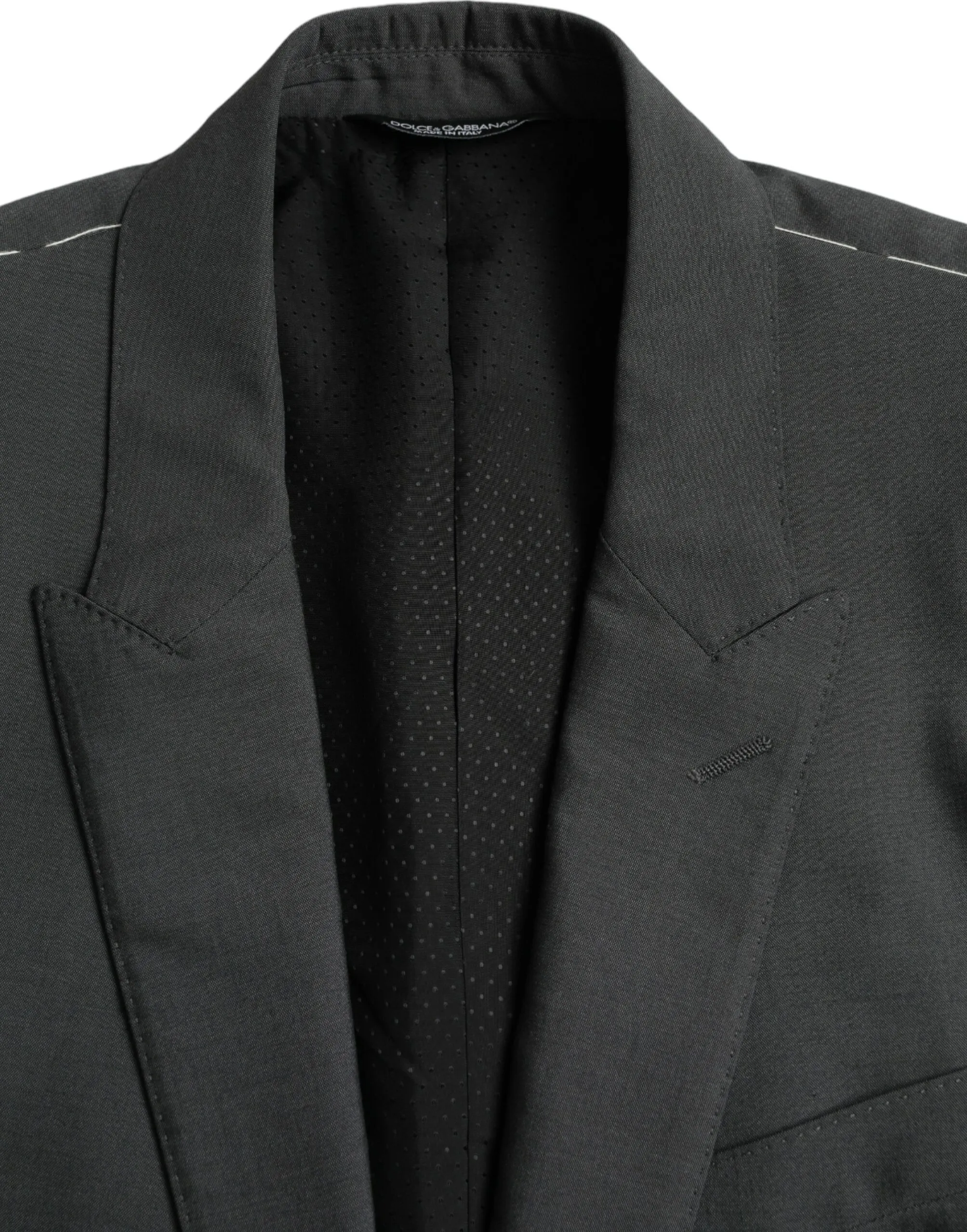 Dolce & Gabbana Men's Gray Wool Peak Single Breasted Coat Blazer