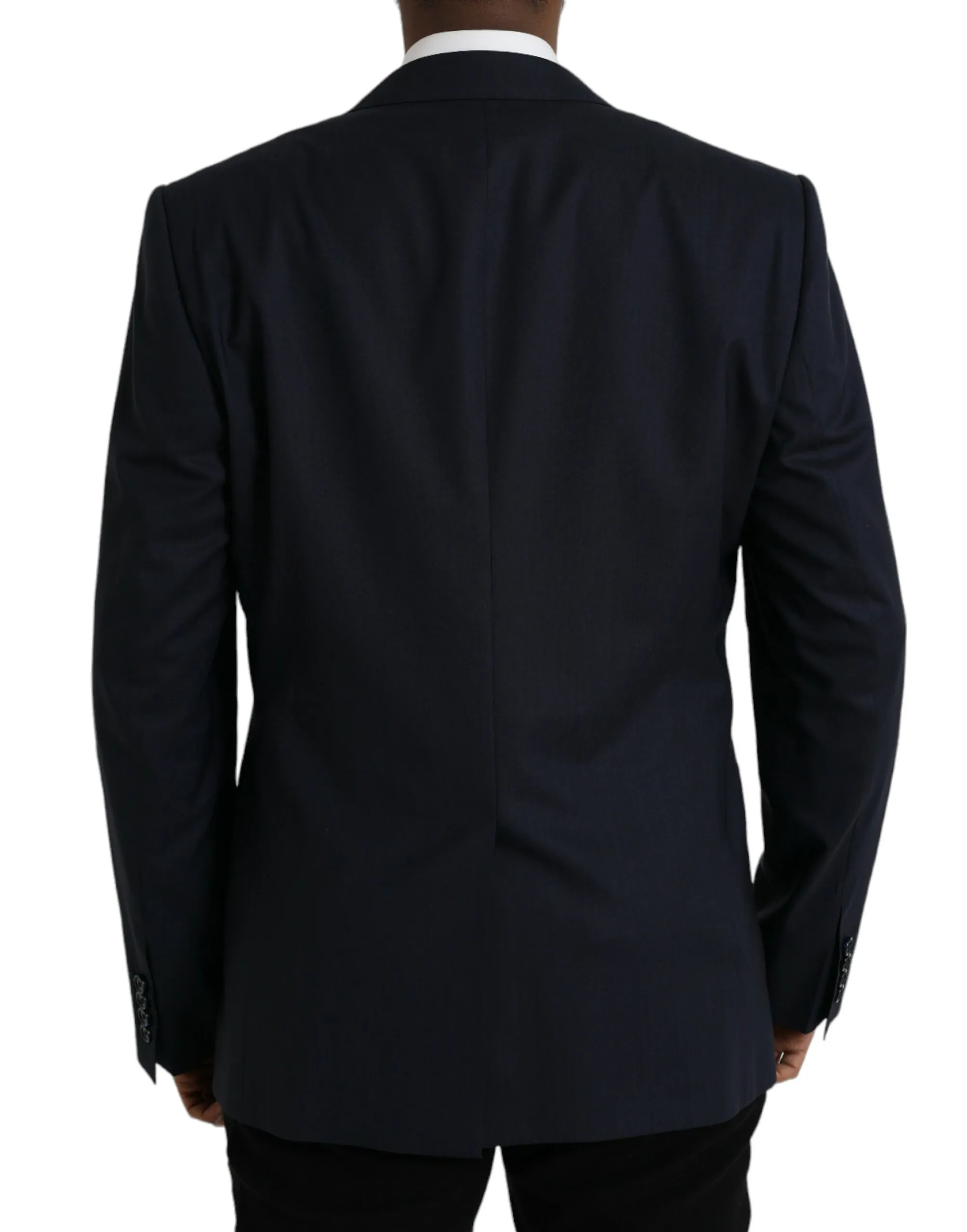 Dolce & Gabbana Men's Dark Blue Wool Single Breasted Coat Blazer