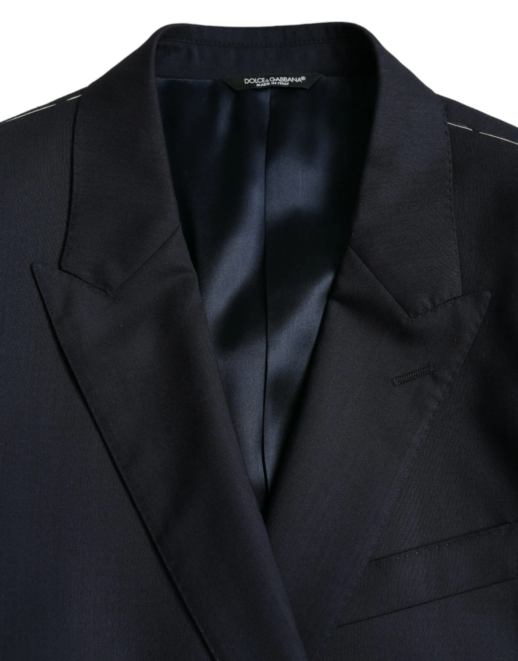 Dolce & Gabbana Men's Dark Blue Wool Single Breasted Coat Blazer