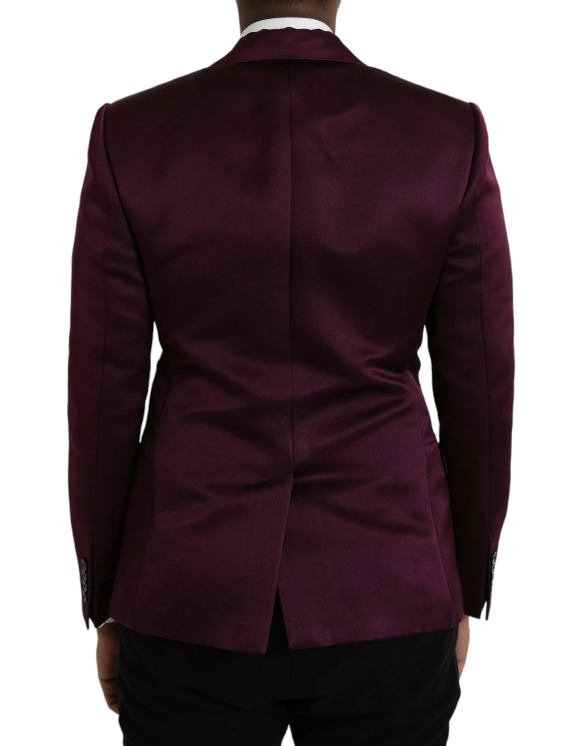 Dolce & Gabbana Men's Maroon Silk Single Breasted Coat Blazer