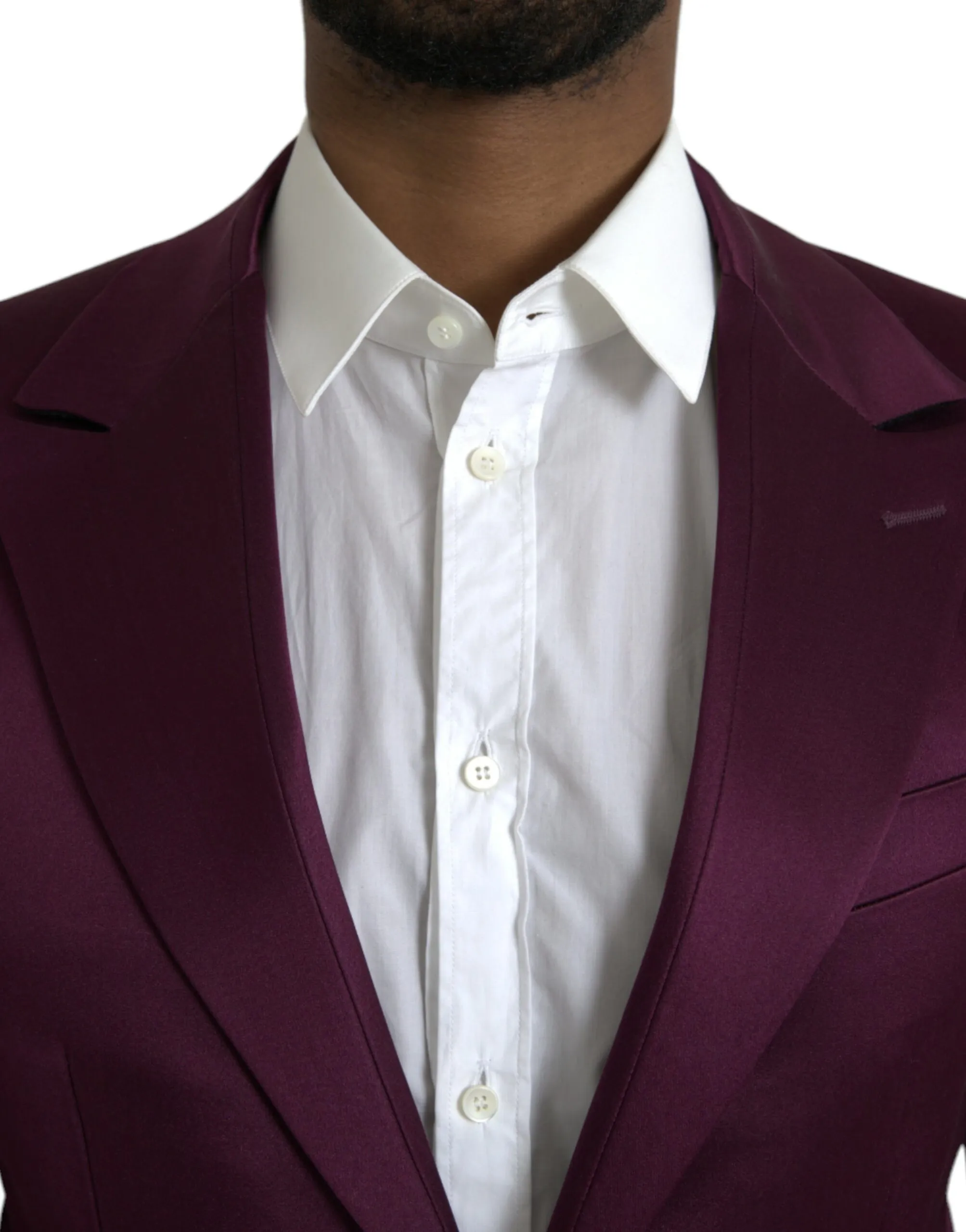 Dolce & Gabbana Men's Maroon Silk Single Breasted Coat Blazer