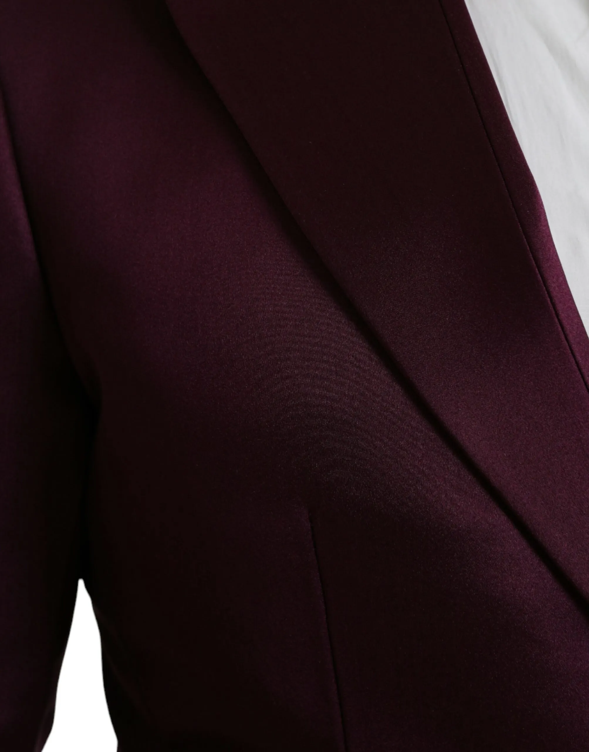 Dolce & Gabbana Men's Maroon Silk Single Breasted Coat Blazer
