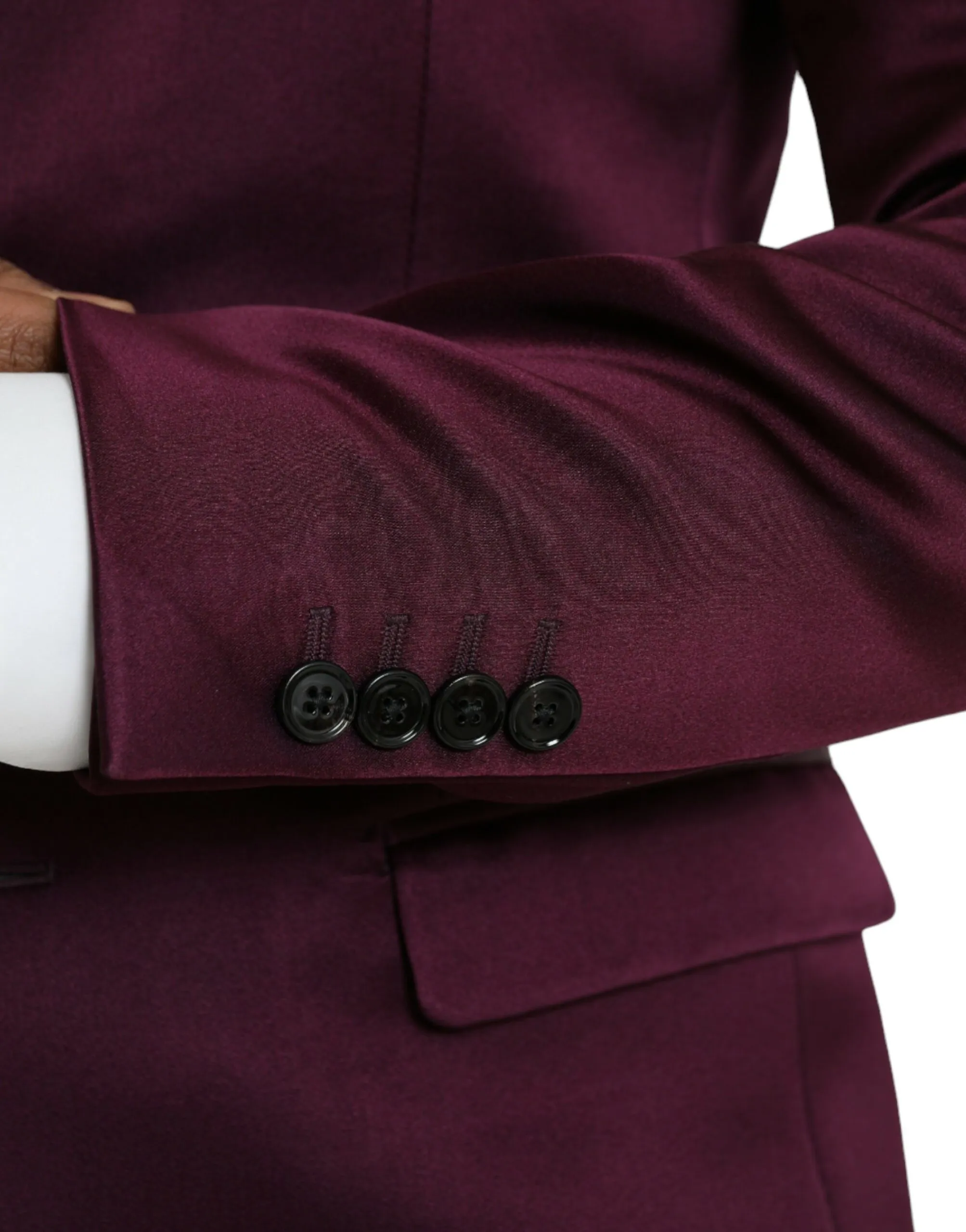Dolce & Gabbana Men's Maroon Silk Single Breasted Coat Blazer