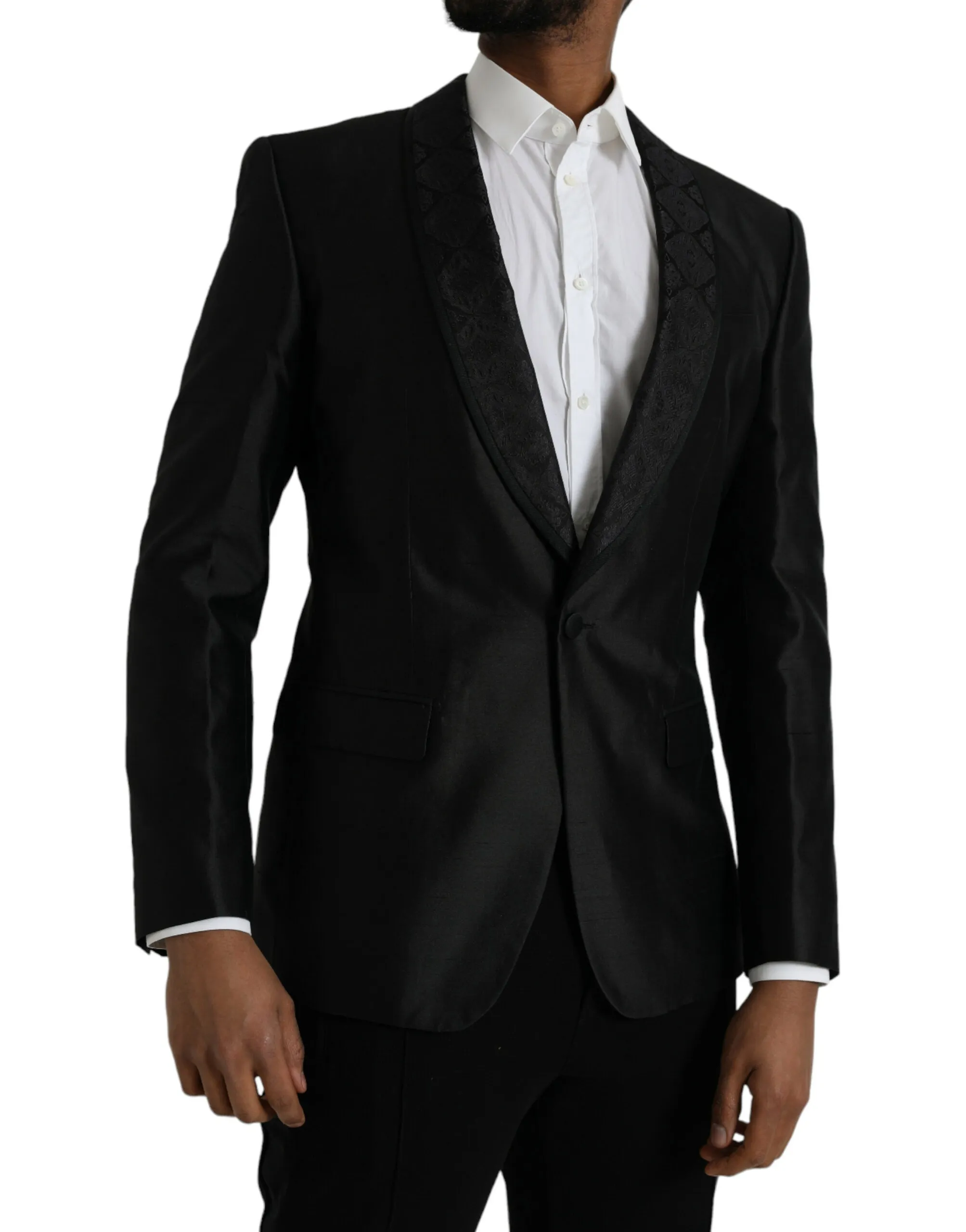 Dolce & Gabbana Men's Black MARTINI Single Breasted Coat Blazer