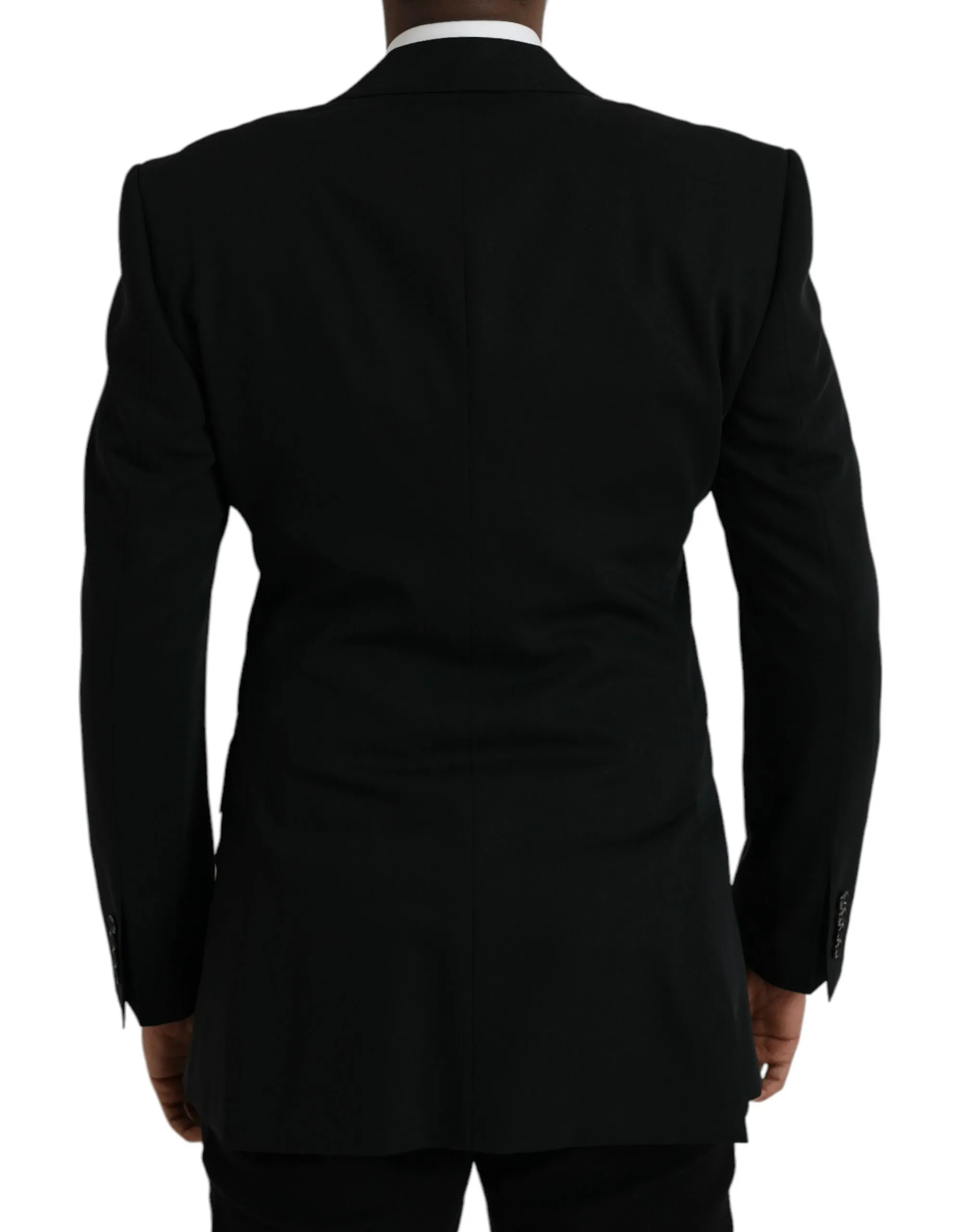 Dolce & Gabbana Men's Black Wool Peak Single Breasted Coat Blazer