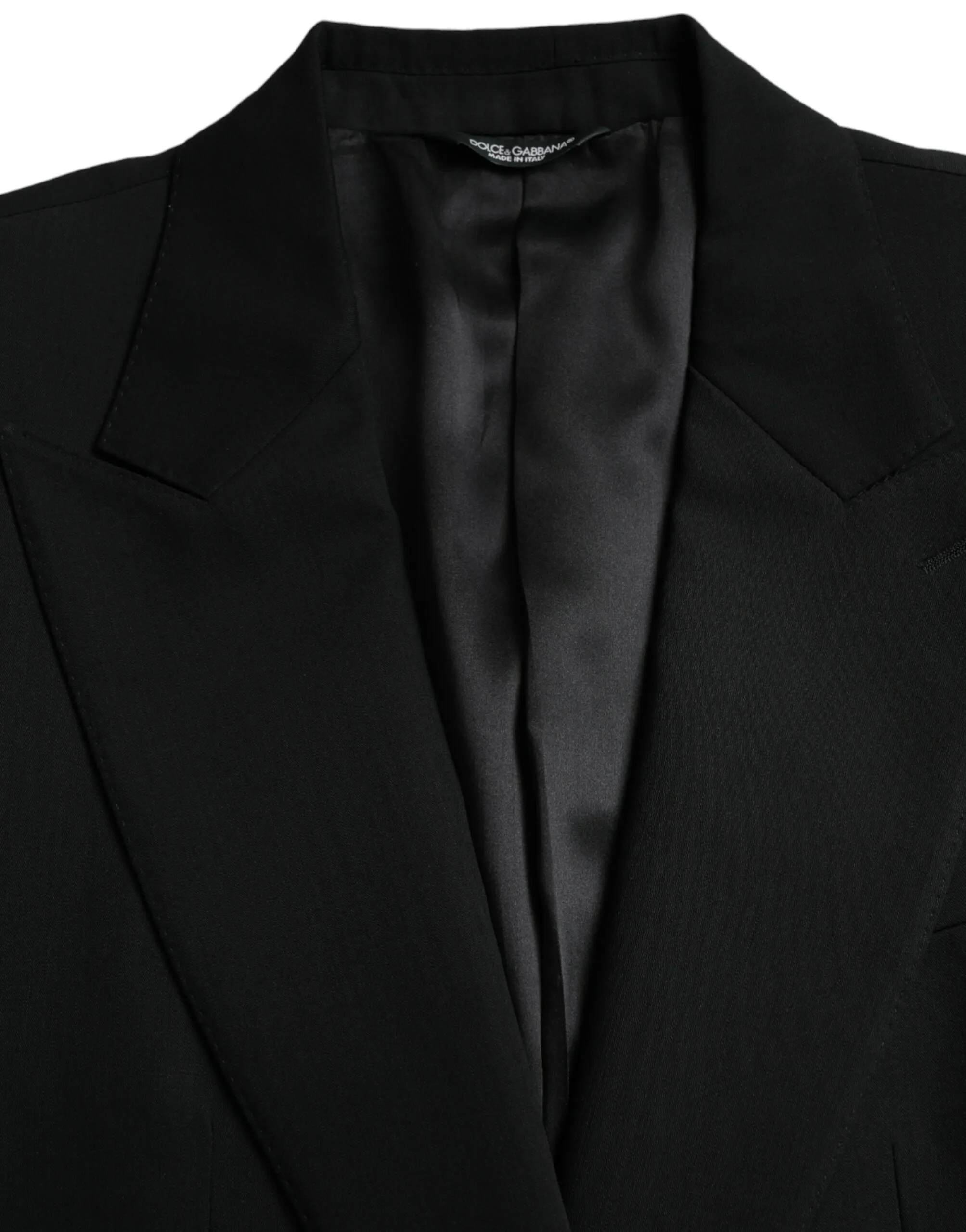 Dolce & Gabbana Men's Black Wool Peak Single Breasted Coat Blazer