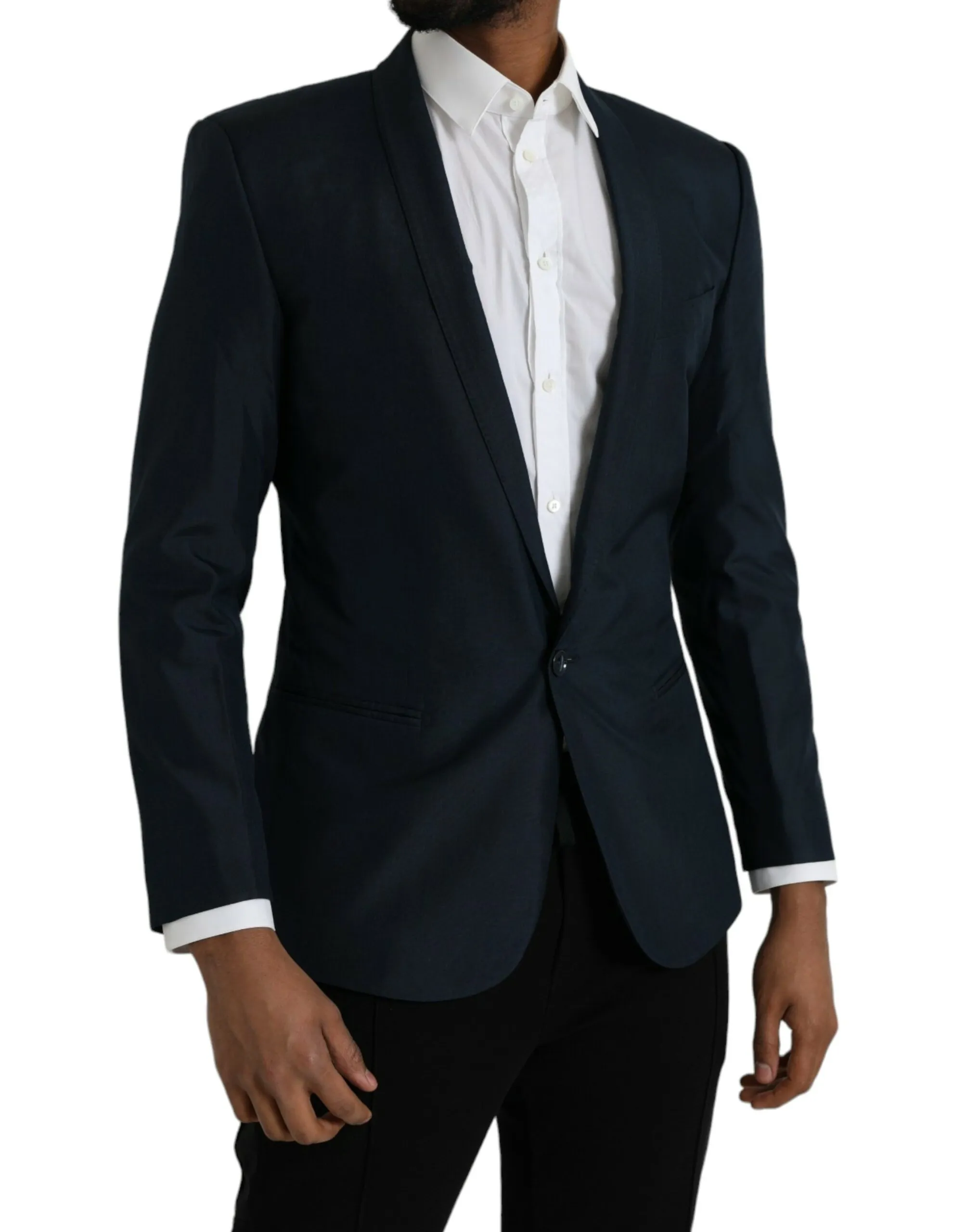 Dolce & Gabbana Men's Blue GOLD Notch Single Breasted Coat Blazer