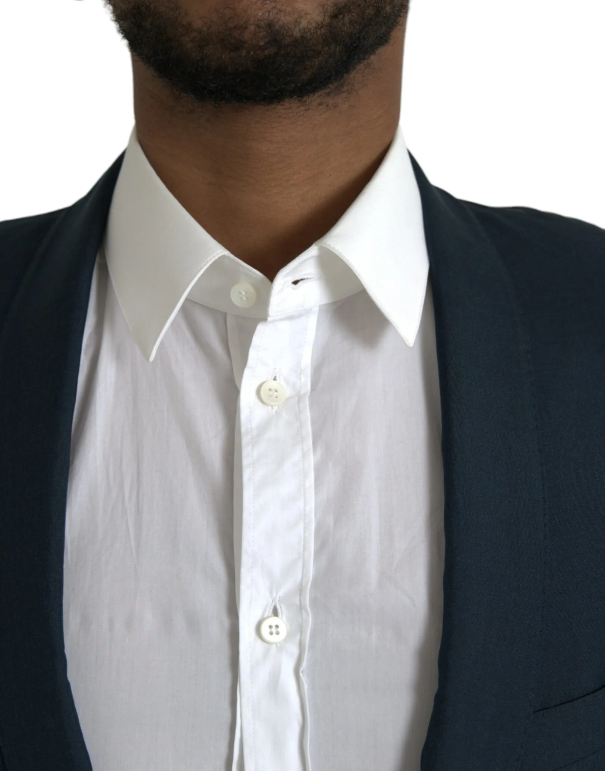 Dolce & Gabbana Men's Blue GOLD Notch Single Breasted Coat Blazer
