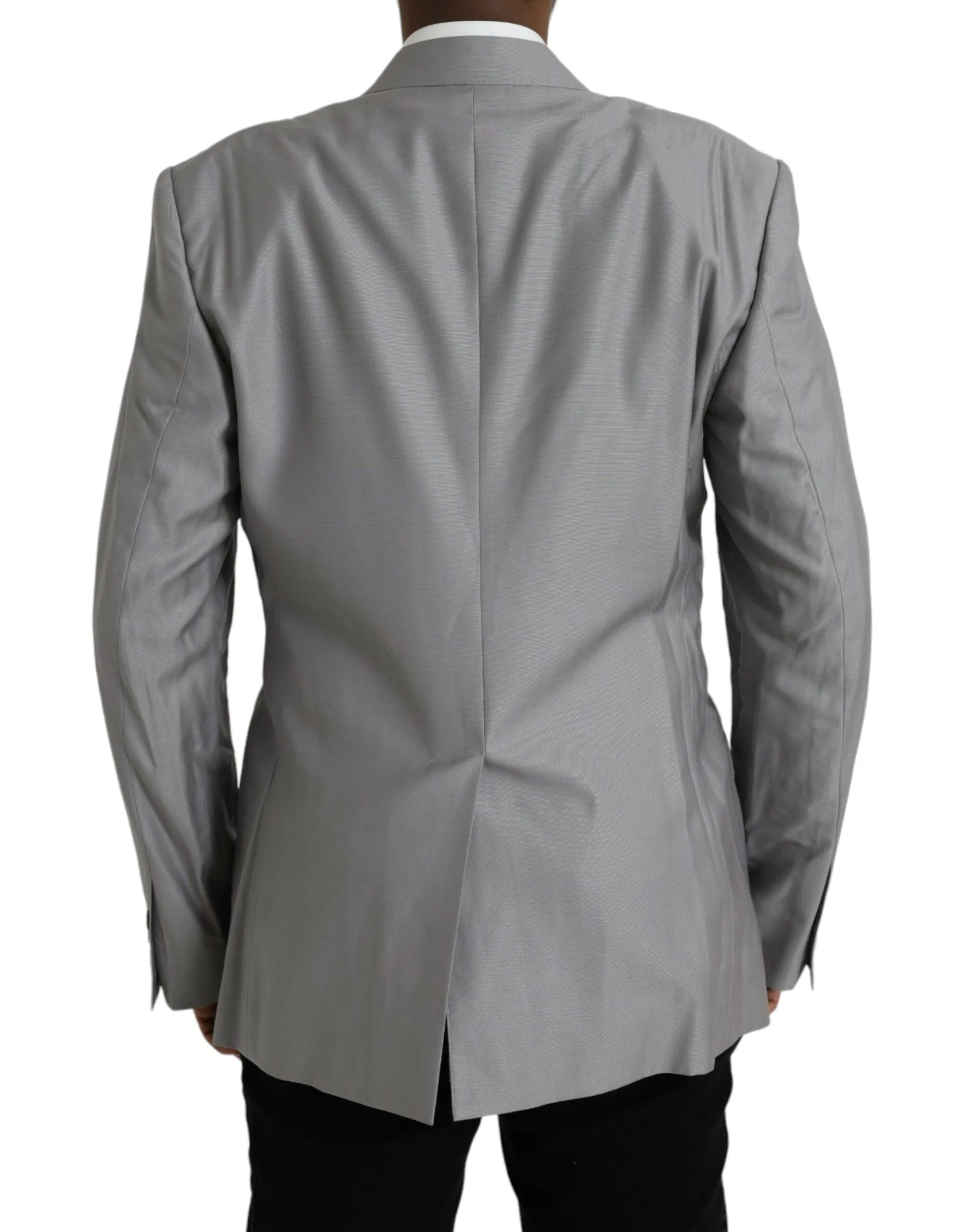 Dolce & Gabbana Men's Gray Wool Peak Single Breasted Coat Blazer