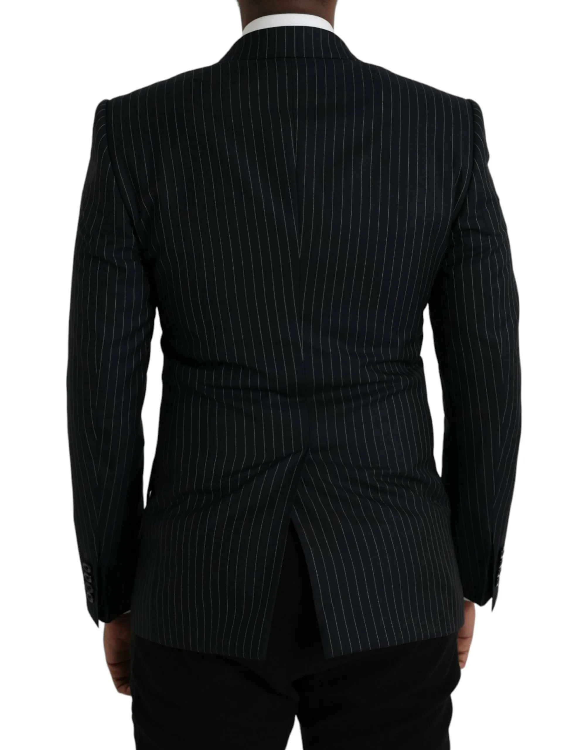 Dolce & Gabbana Men's Black Stripe SICILIA Double Breasted Coat Blazer